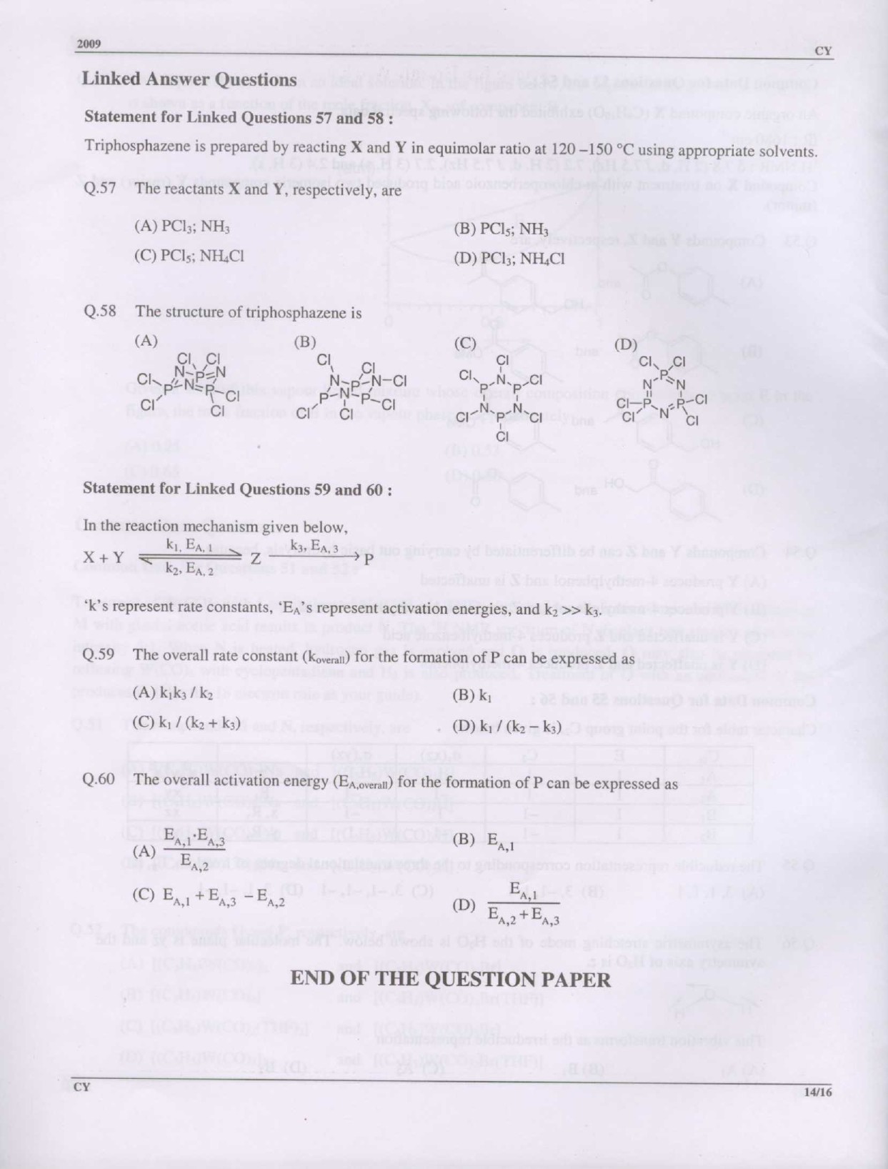 GATE Exam Question Paper 2009 Chemistry 14