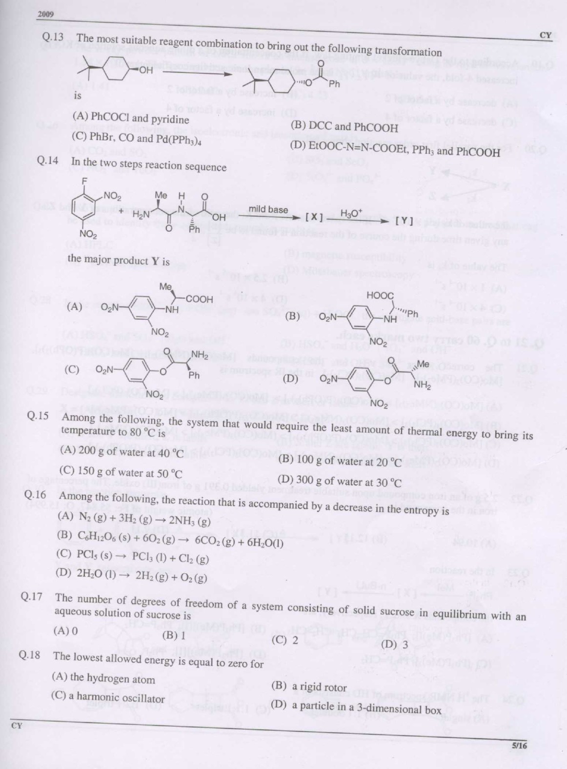 GATE Exam Question Paper 2009 Chemistry 5