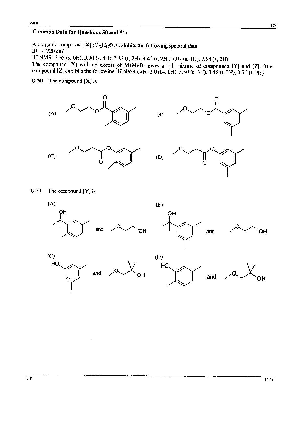 GATE Exam Question Paper 2010 Chemistry 12