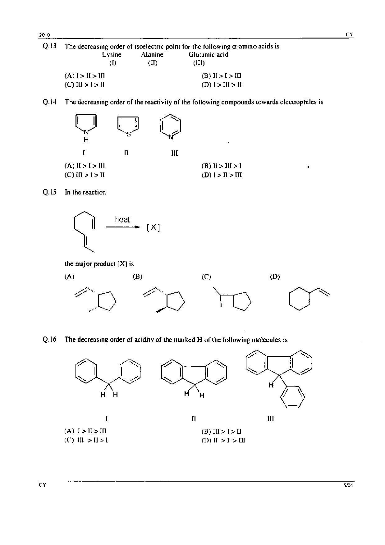 GATE Exam Question Paper 2010 Chemistry 5