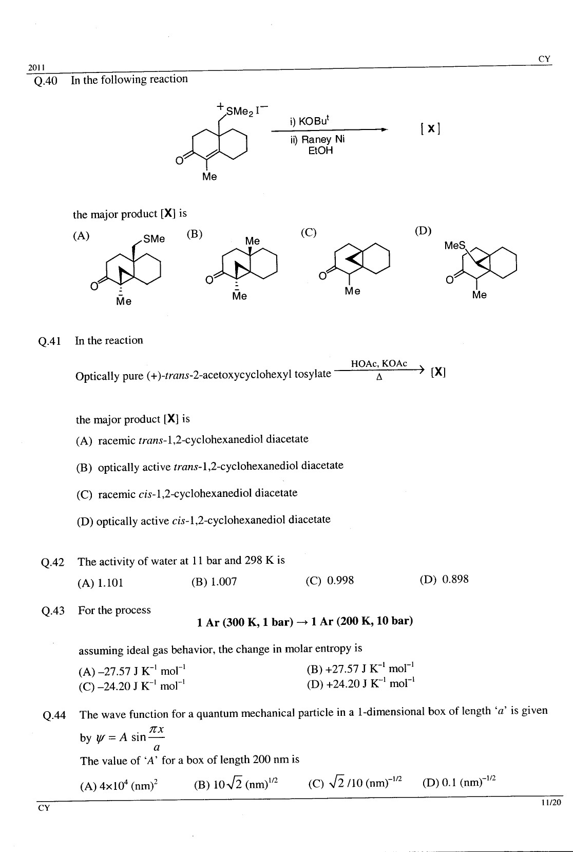GATE Exam Question Paper 2011 Chemistry 11