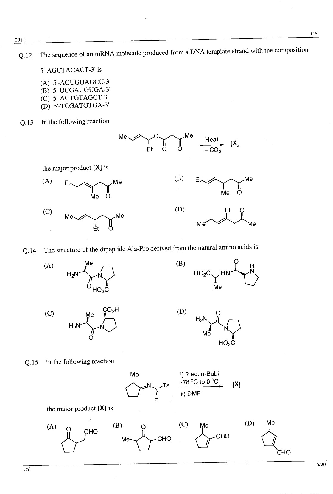 GATE Exam Question Paper 2011 Chemistry 5