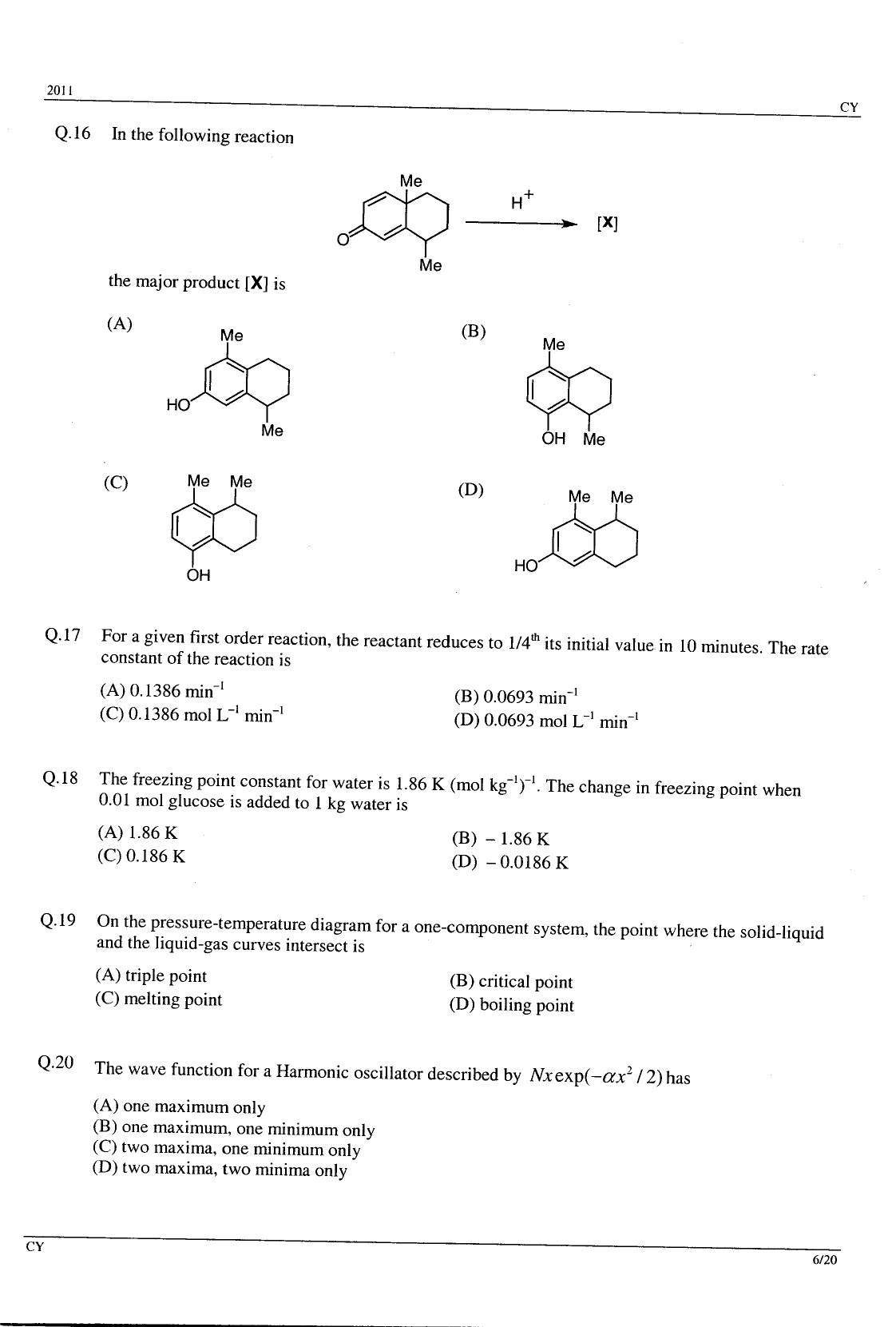 GATE Exam Question Paper 2011 Chemistry 6