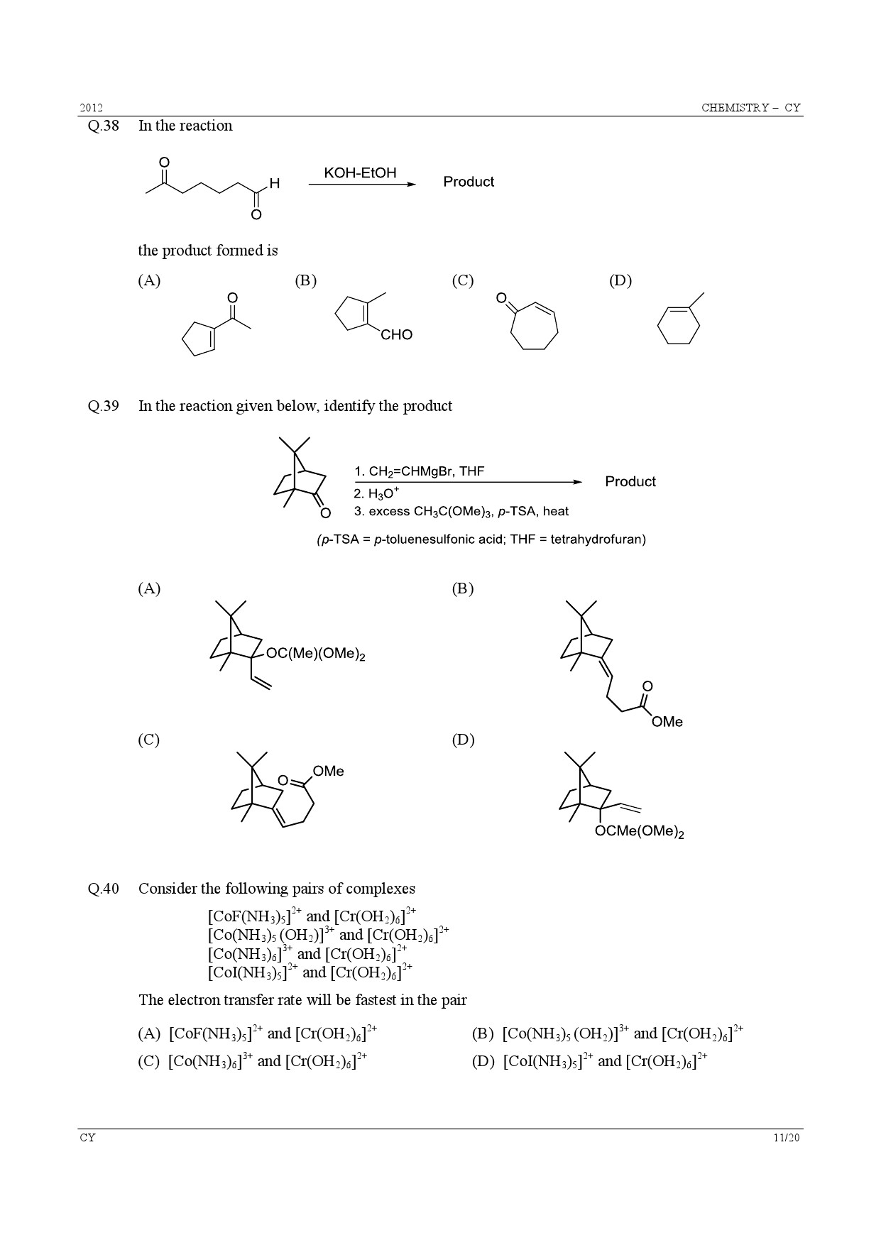GATE Exam Question Paper 2012 Chemistry 11