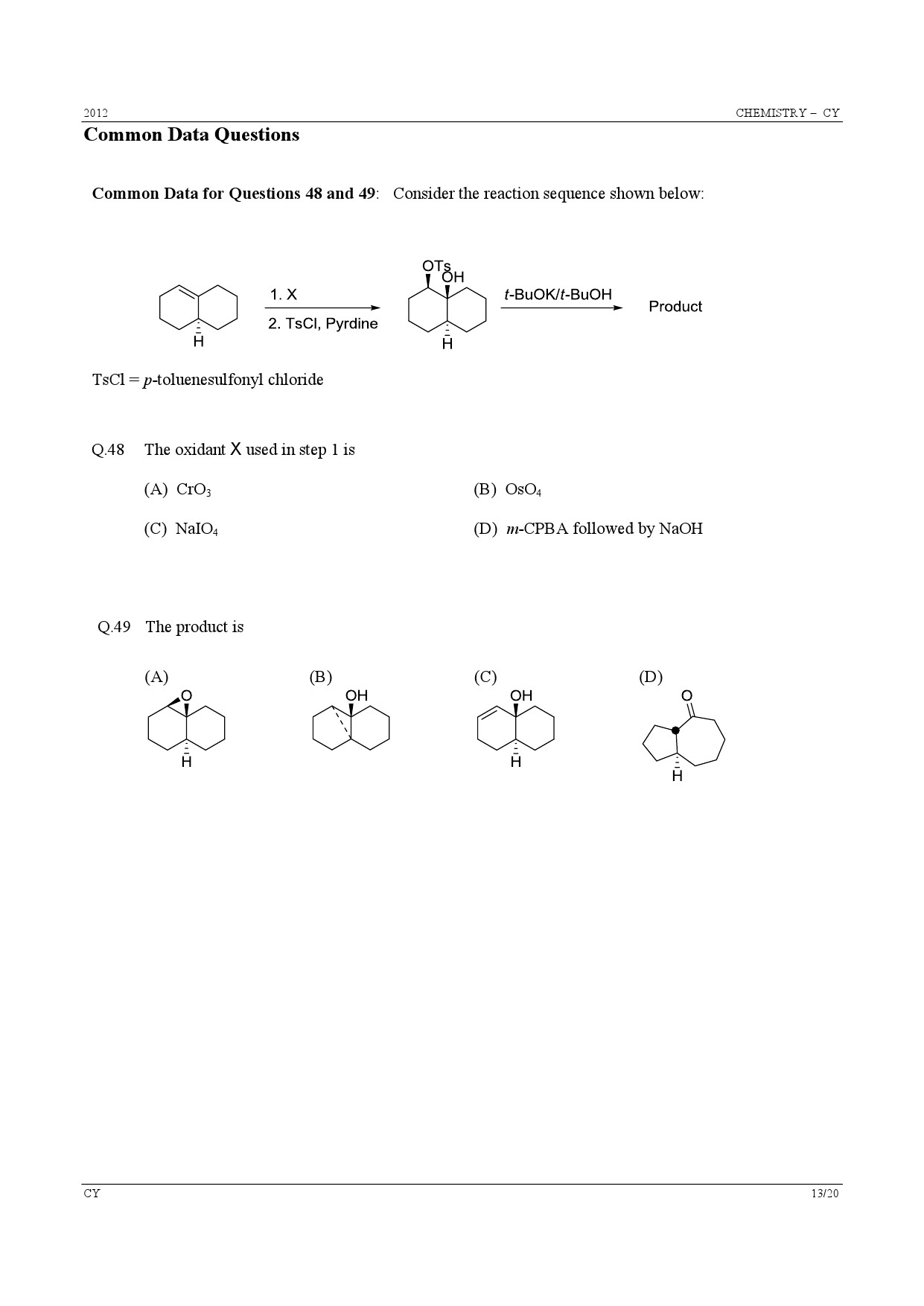 GATE Exam Question Paper 2012 Chemistry 13