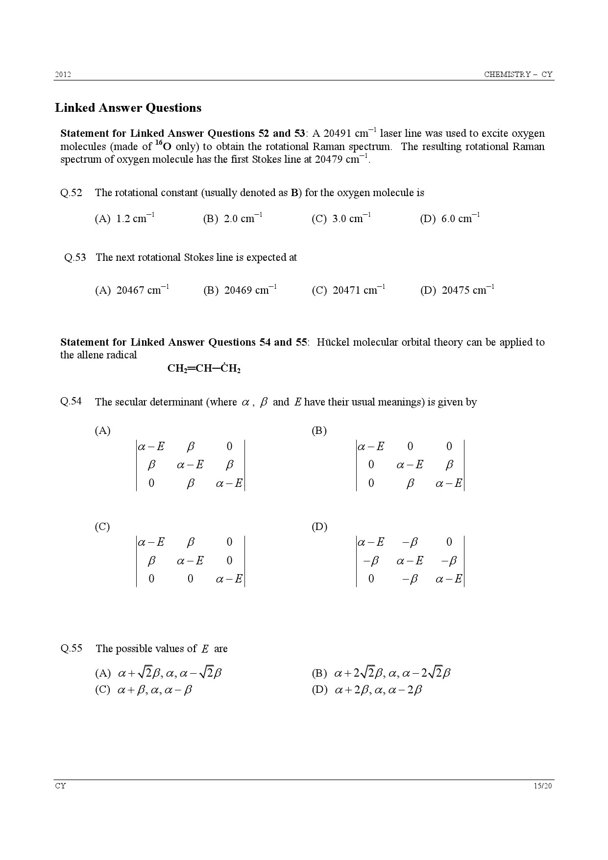 GATE Exam Question Paper 2012 Chemistry 15
