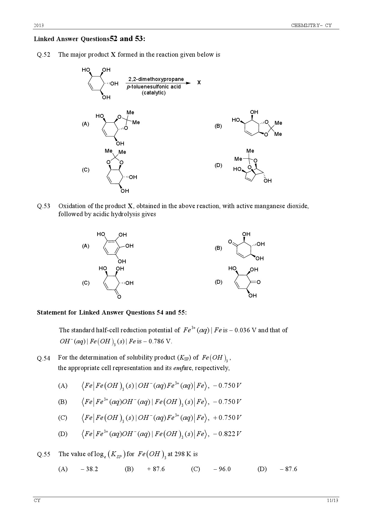 GATE Exam Question Paper 2013 Chemistry 11
