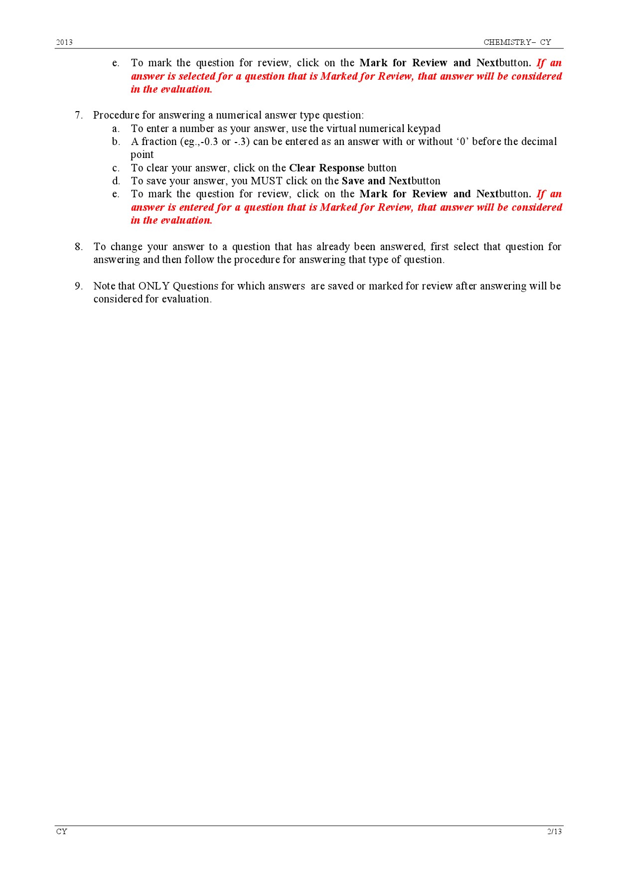 GATE Exam Question Paper 2013 Chemistry 2