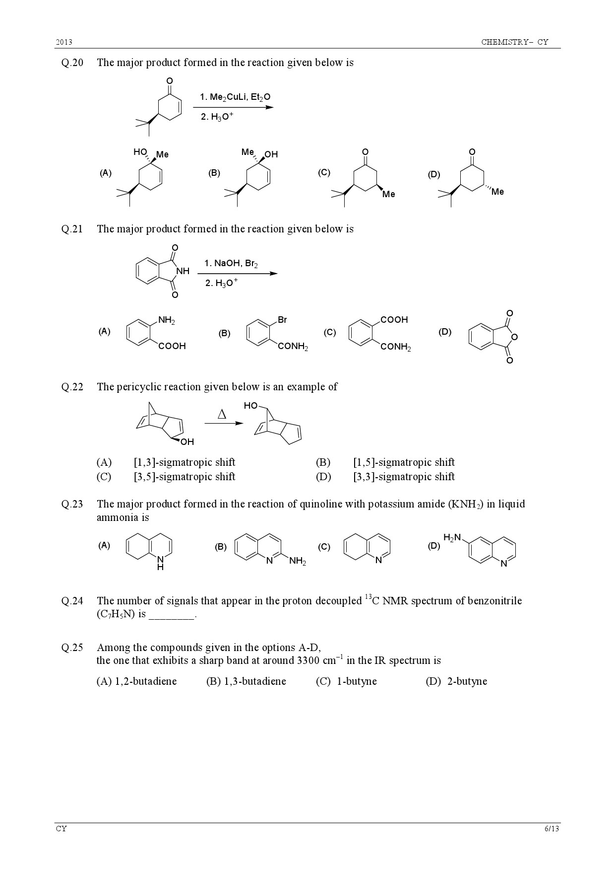 GATE Exam Question Paper 2013 Chemistry 6