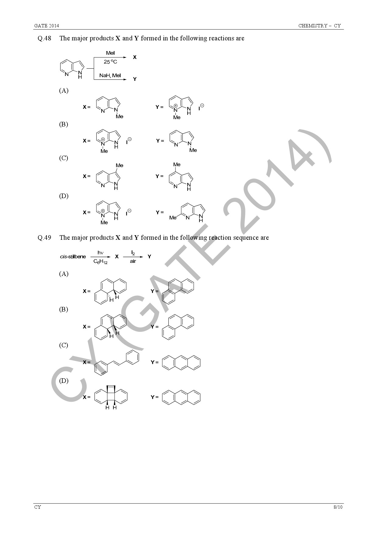 GATE Exam Question Paper 2014 Chemistry 14
