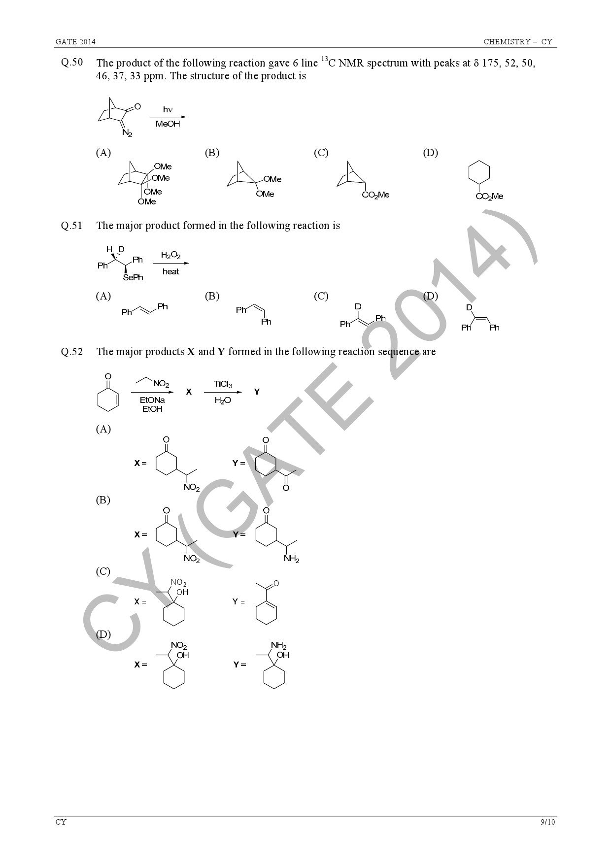 GATE Exam Question Paper 2014 Chemistry 15