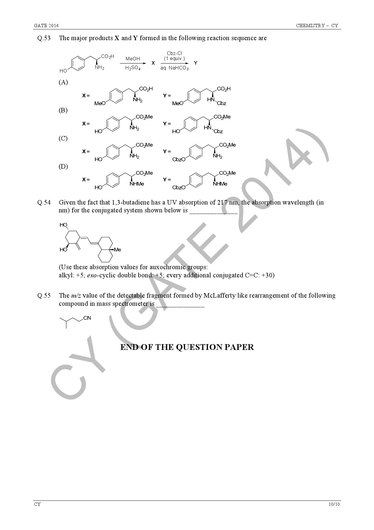 GATE Exam Question Paper 2014 Chemistry 16