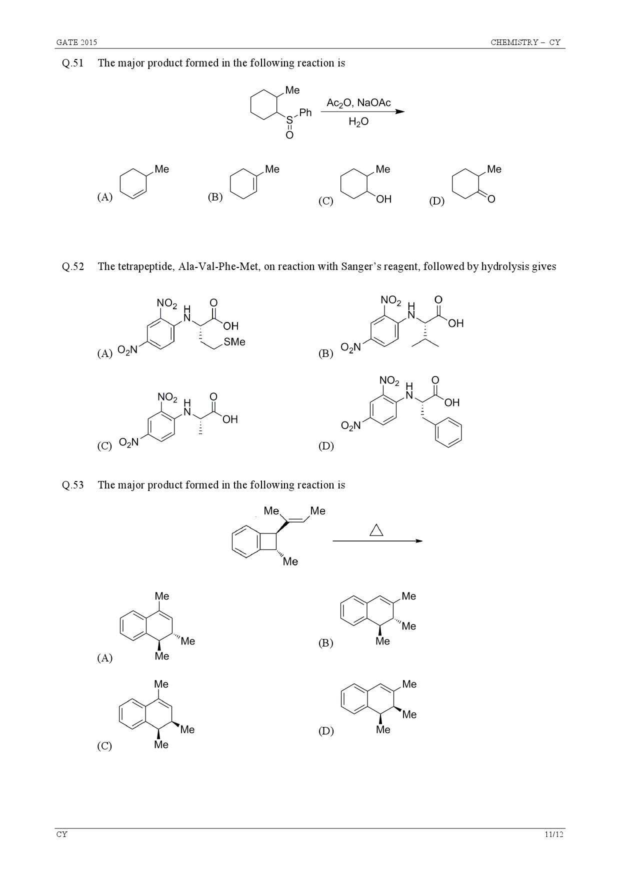 GATE Exam Question Paper 2015 Chemistry 11