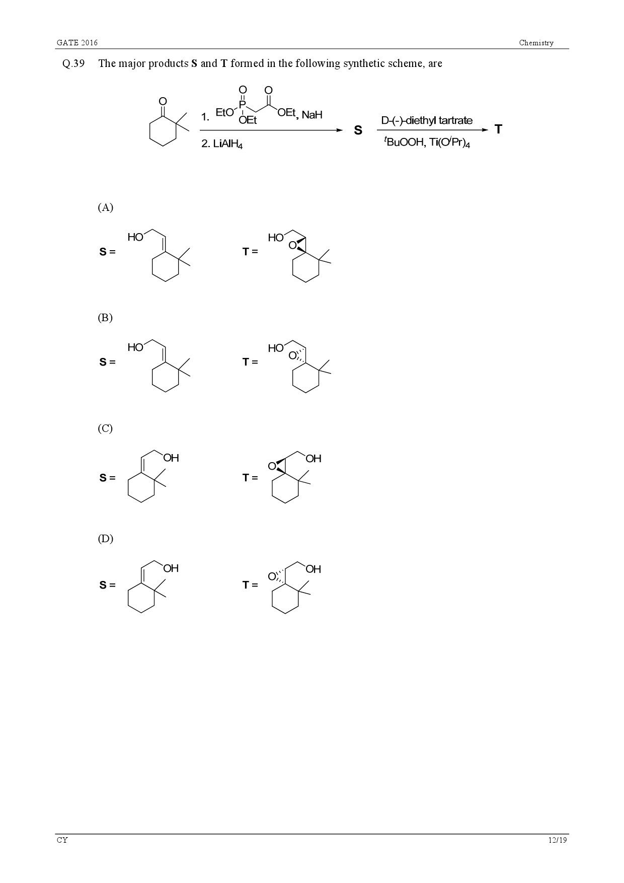 GATE Exam Question Paper 2016 Chemistry 15