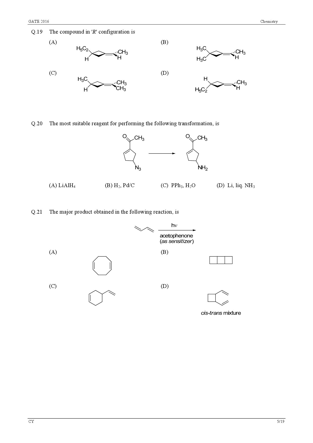 GATE Exam Question Paper 2016 Chemistry 8