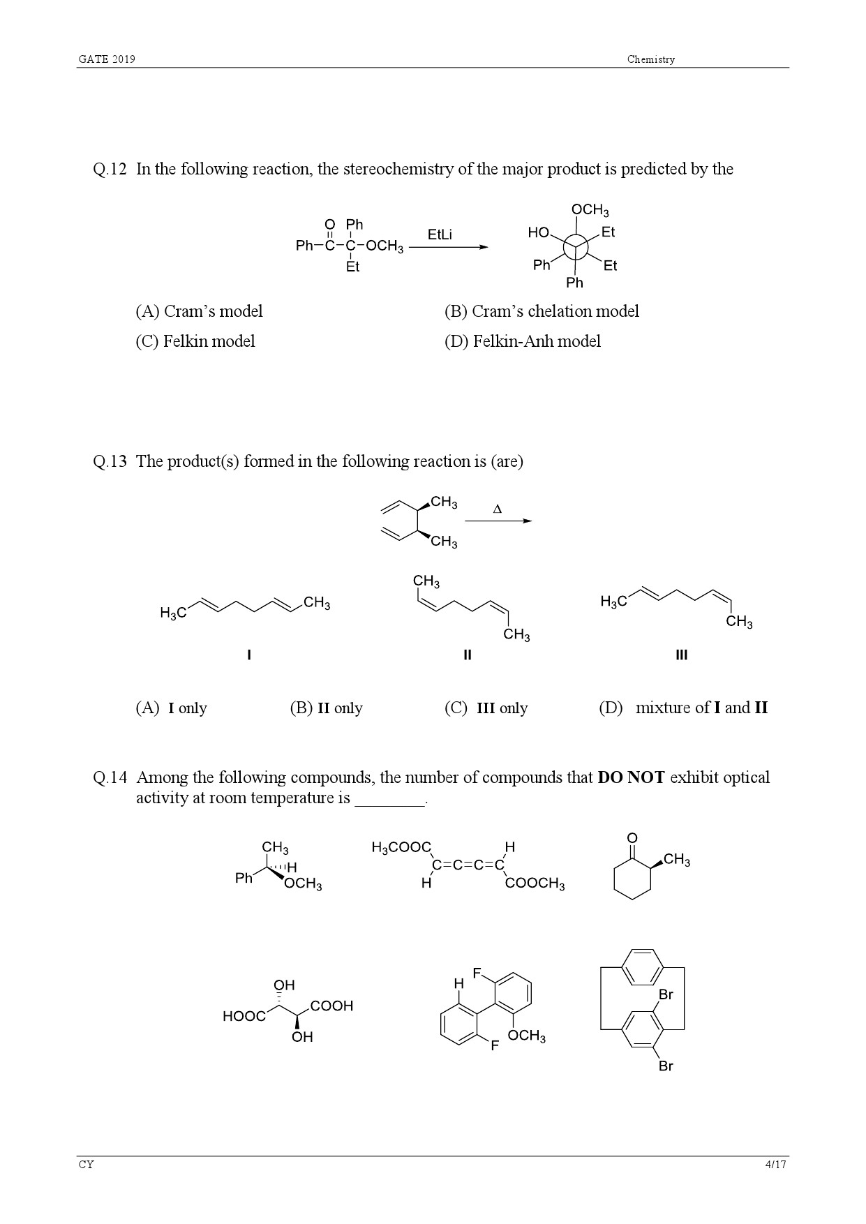 GATE Exam Question Paper 2019 Chemistry 7