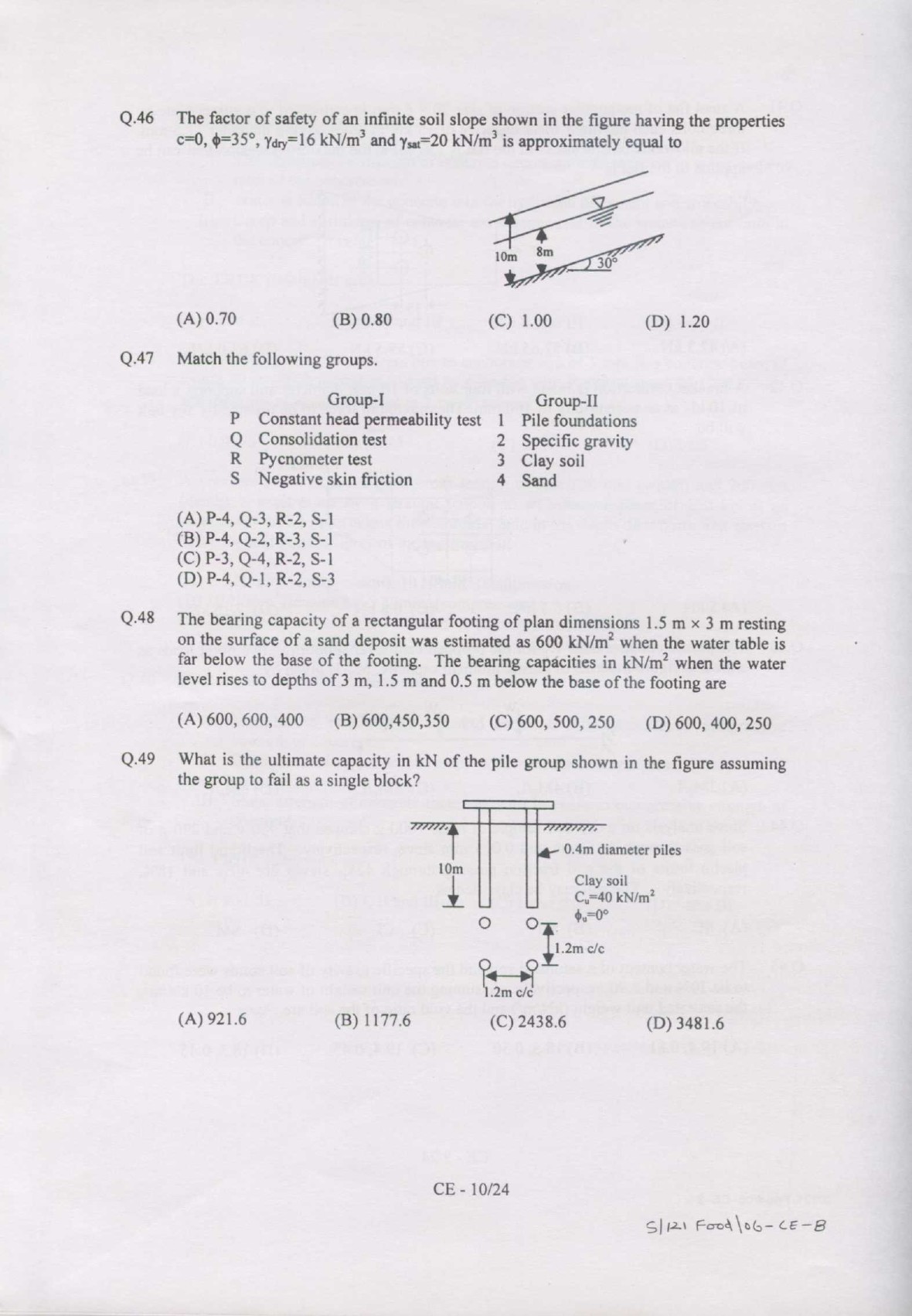 GATE Exam Question Paper 2007 Civil Engineering 10