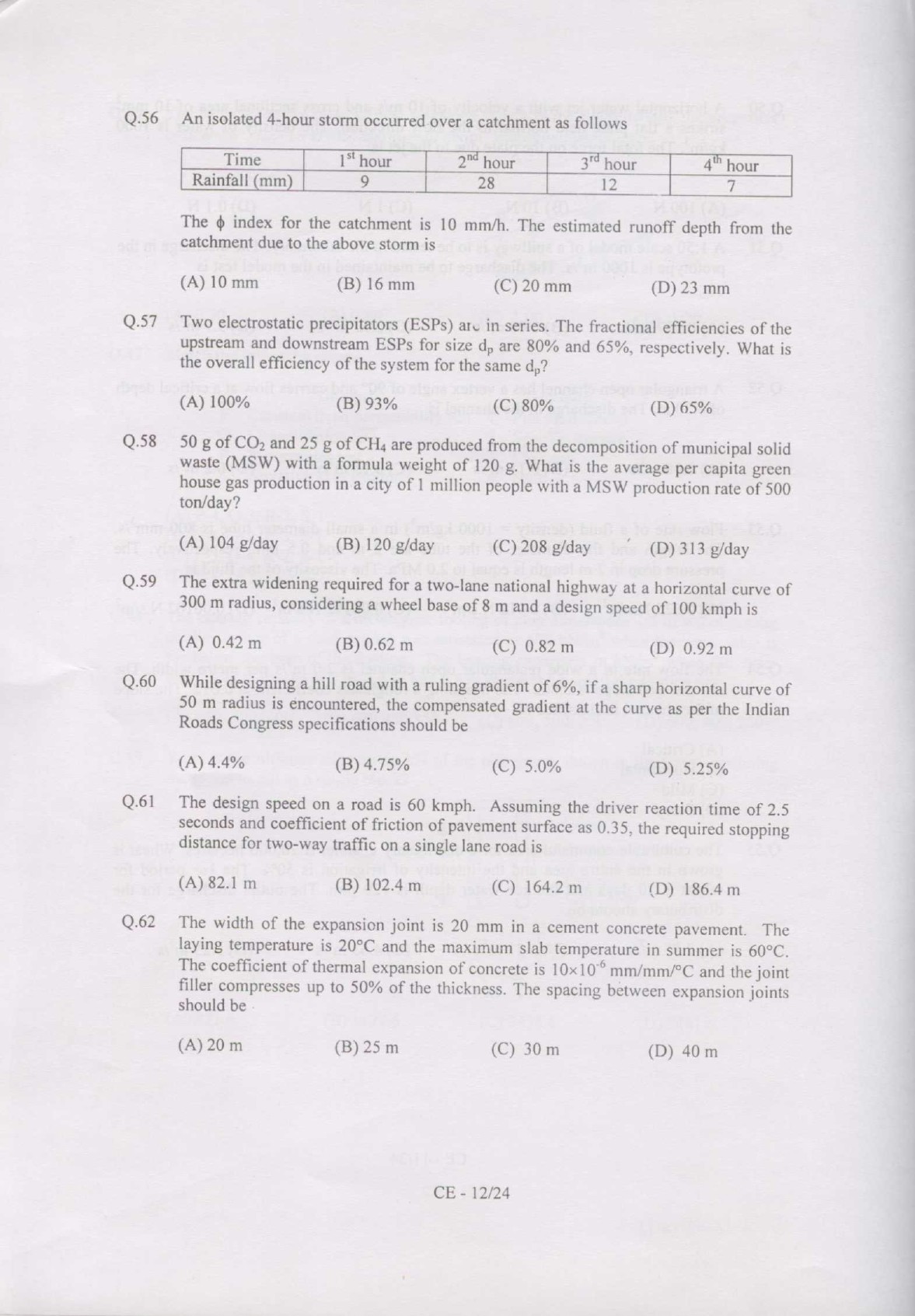 GATE Exam Question Paper 2007 Civil Engineering 12