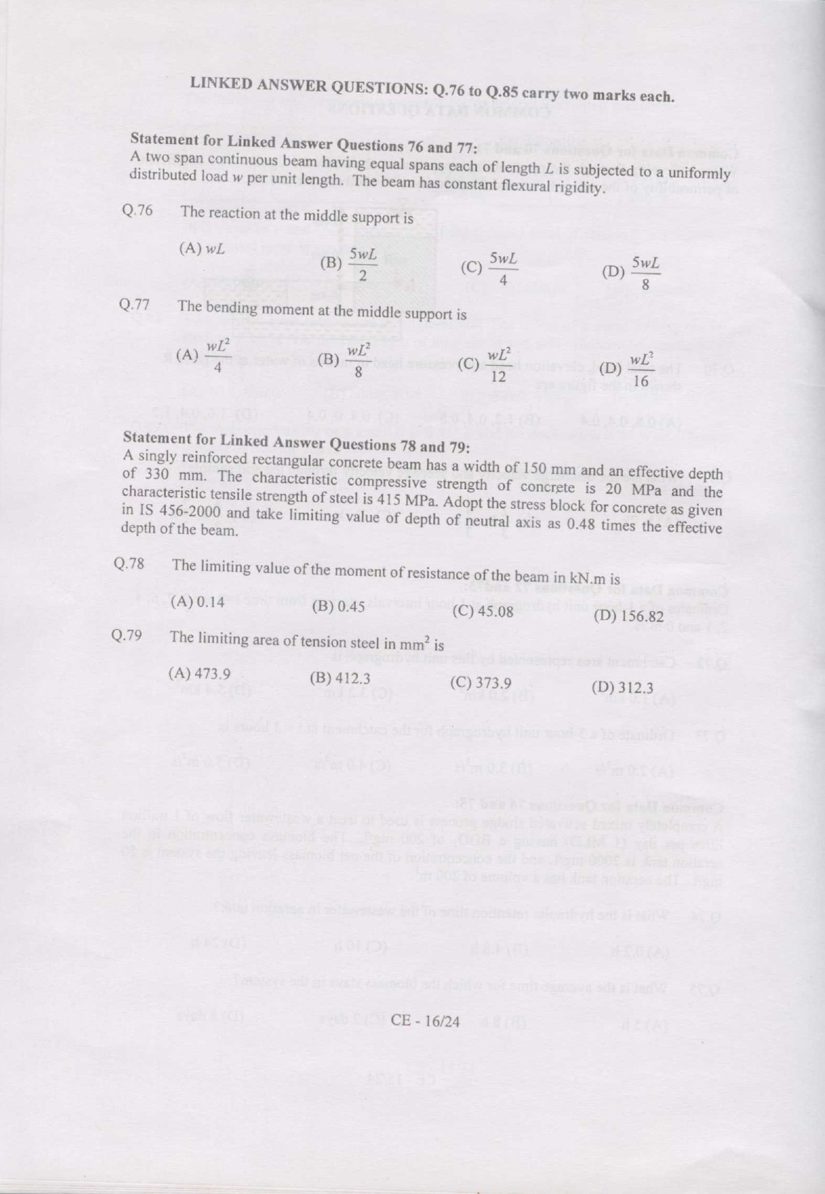 GATE Exam Question Paper 2007 Civil Engineering 16