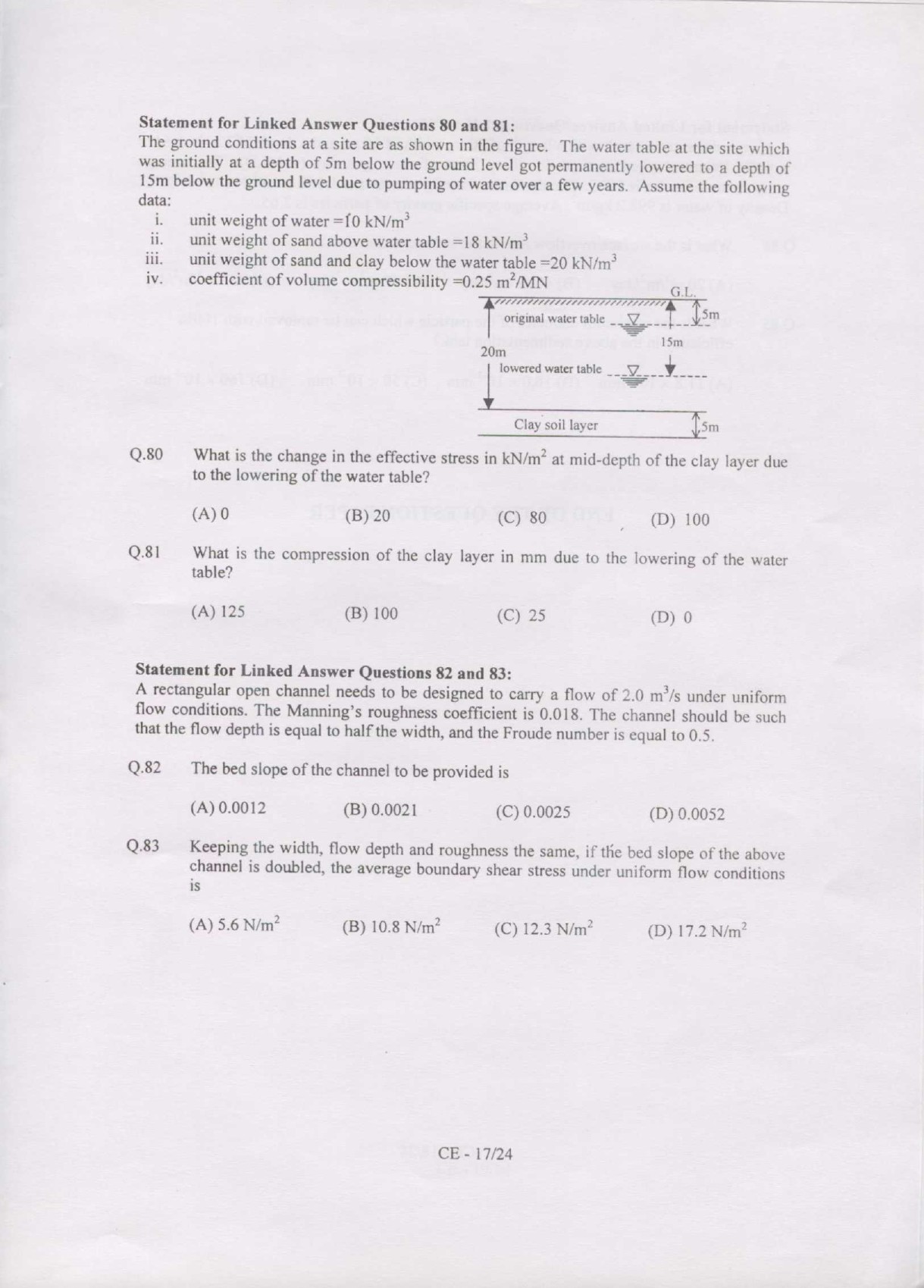 GATE Exam Question Paper 2007 Civil Engineering 17