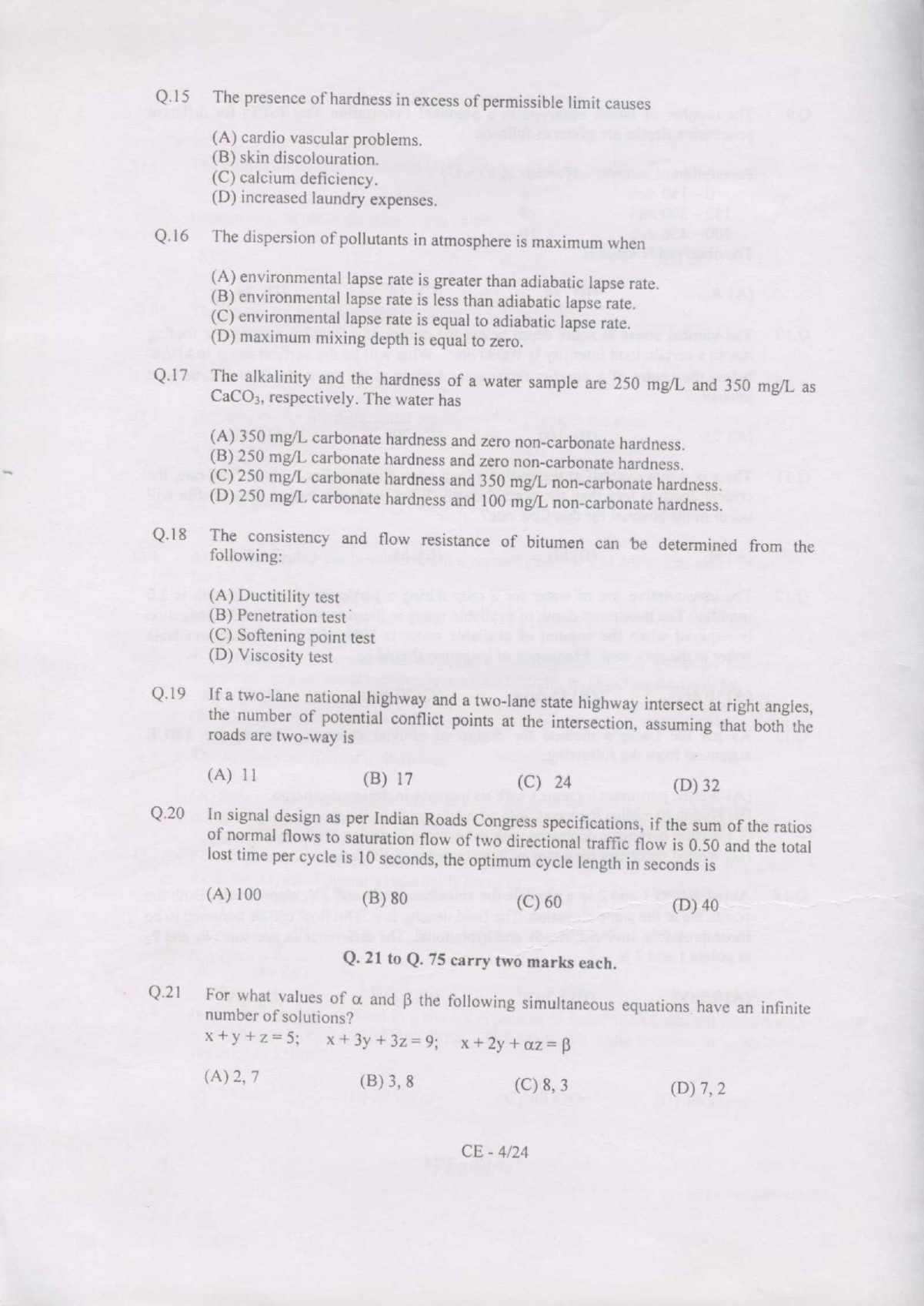 GATE Exam Question Paper 2007 Civil Engineering 4