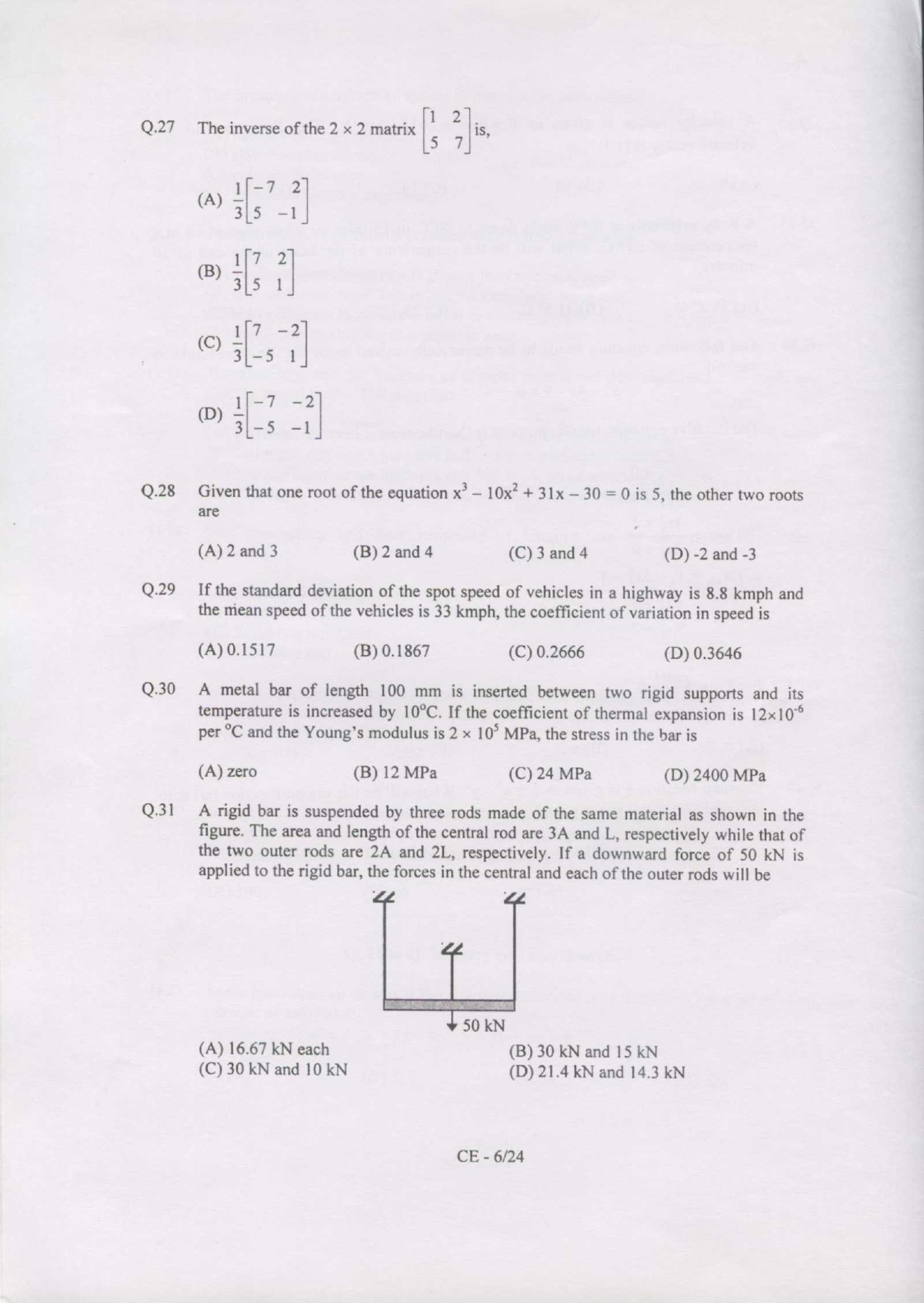 GATE Exam Question Paper 2007 Civil Engineering 6