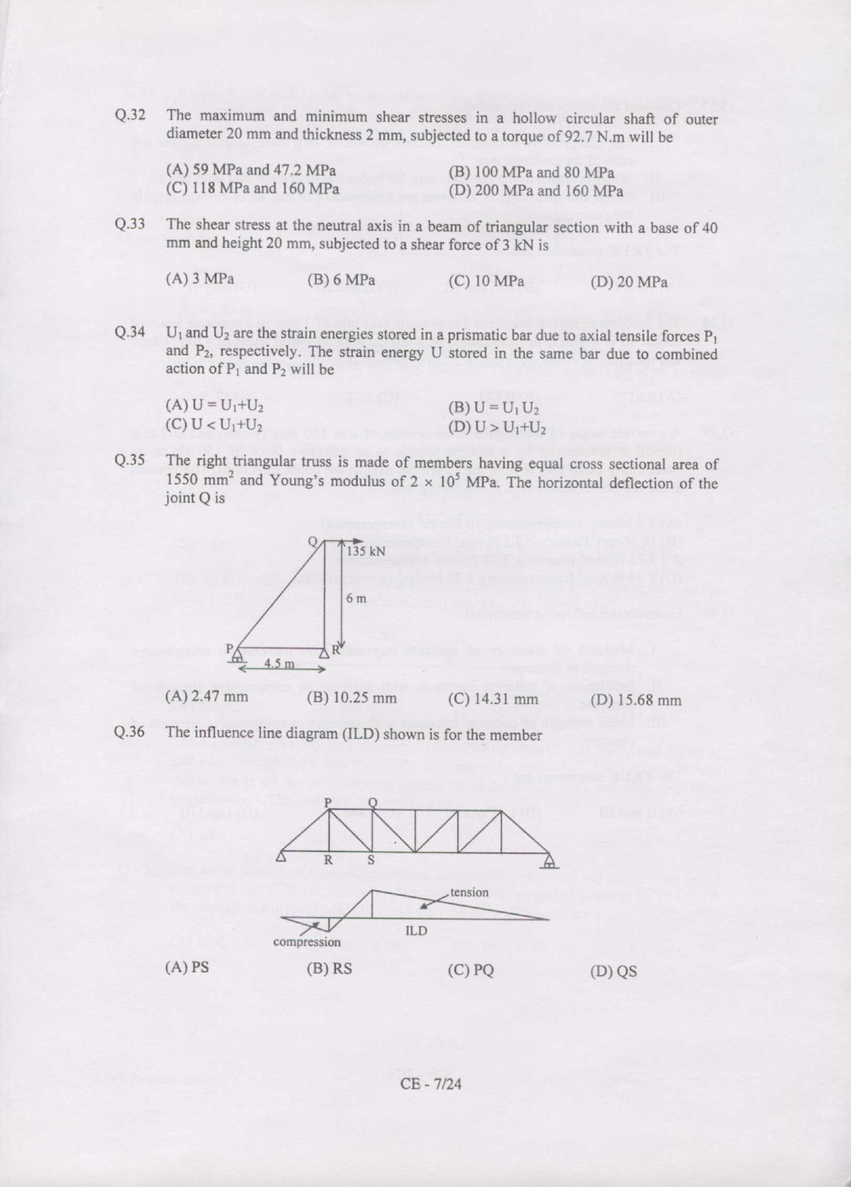 GATE Exam Question Paper 2007 Civil Engineering 7