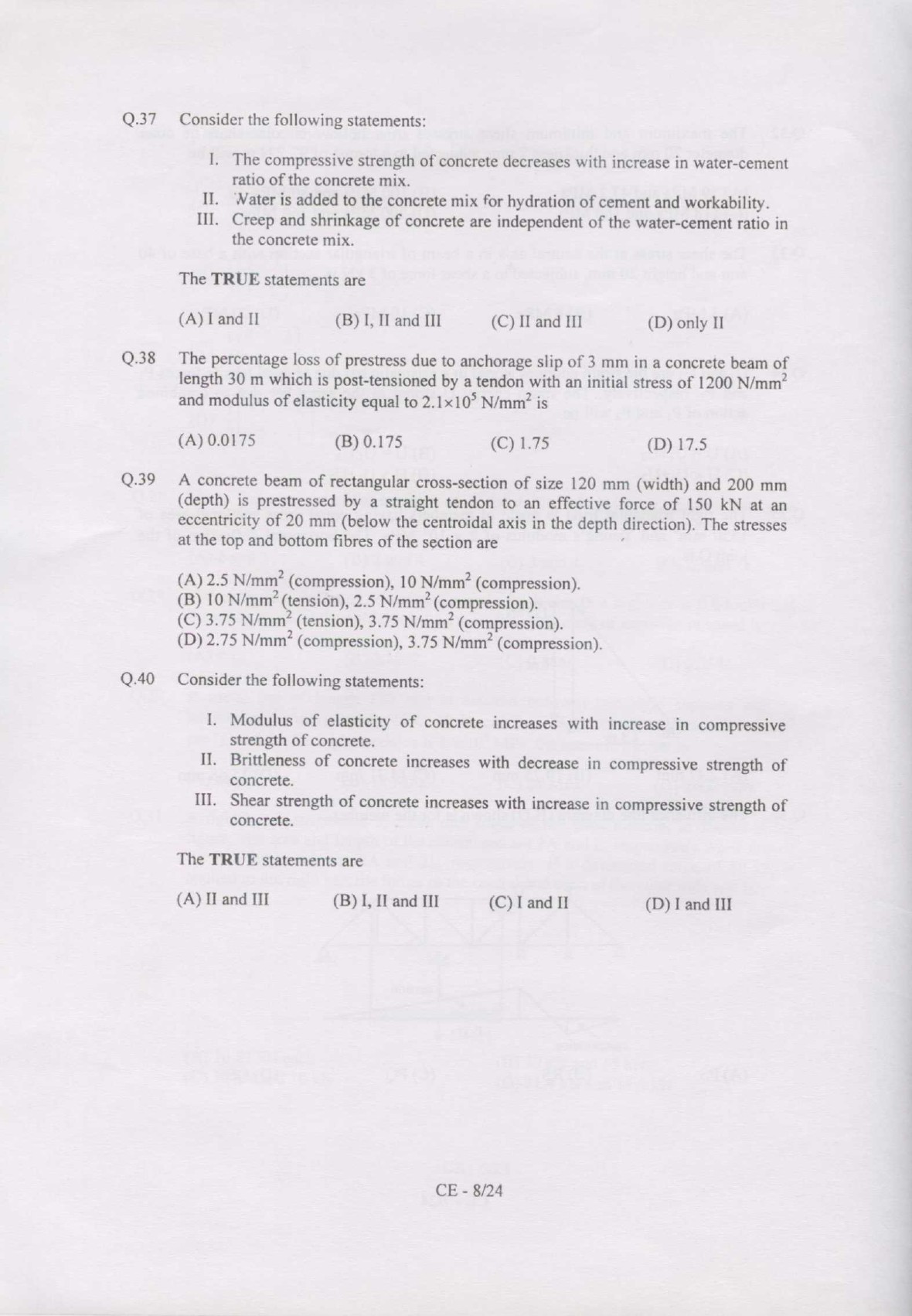 GATE Exam Question Paper 2007 Civil Engineering 8