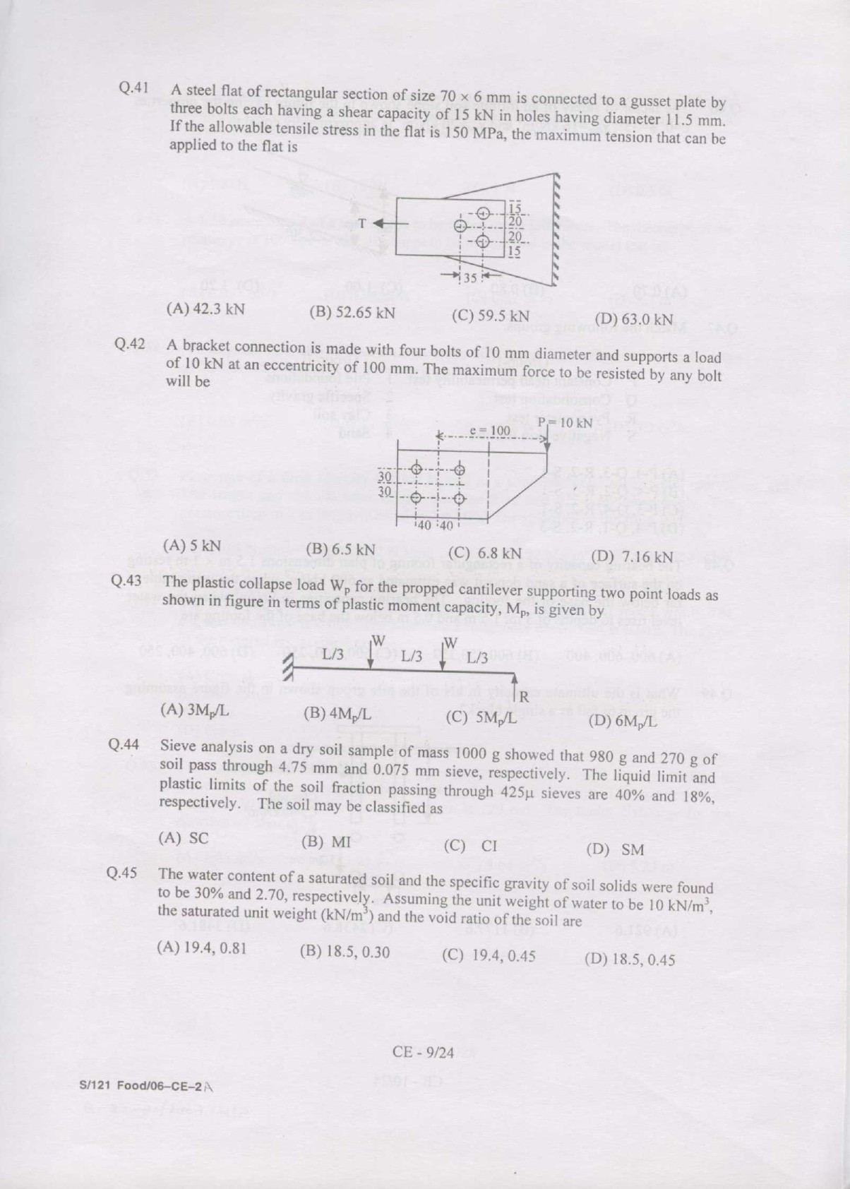 GATE Exam Question Paper 2007 Civil Engineering 9