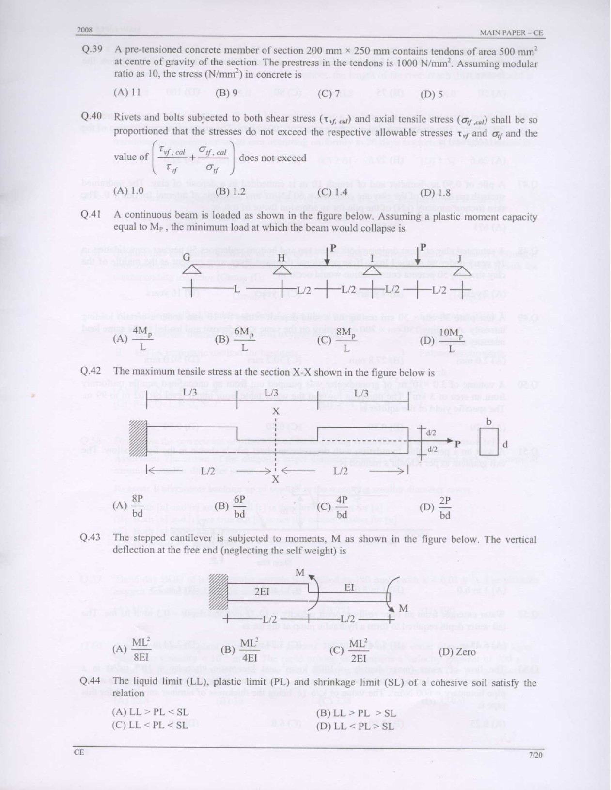 GATE Exam Question Paper 2008 Civil Engineering 7