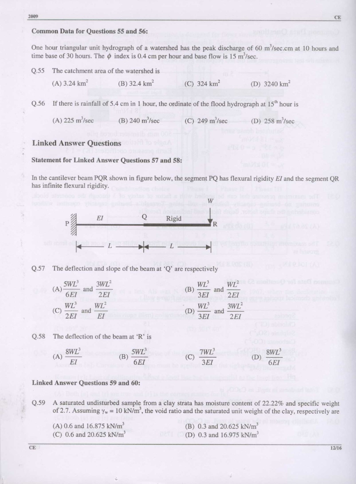 GATE Exam Question Paper 2009 Civil Engineering 12