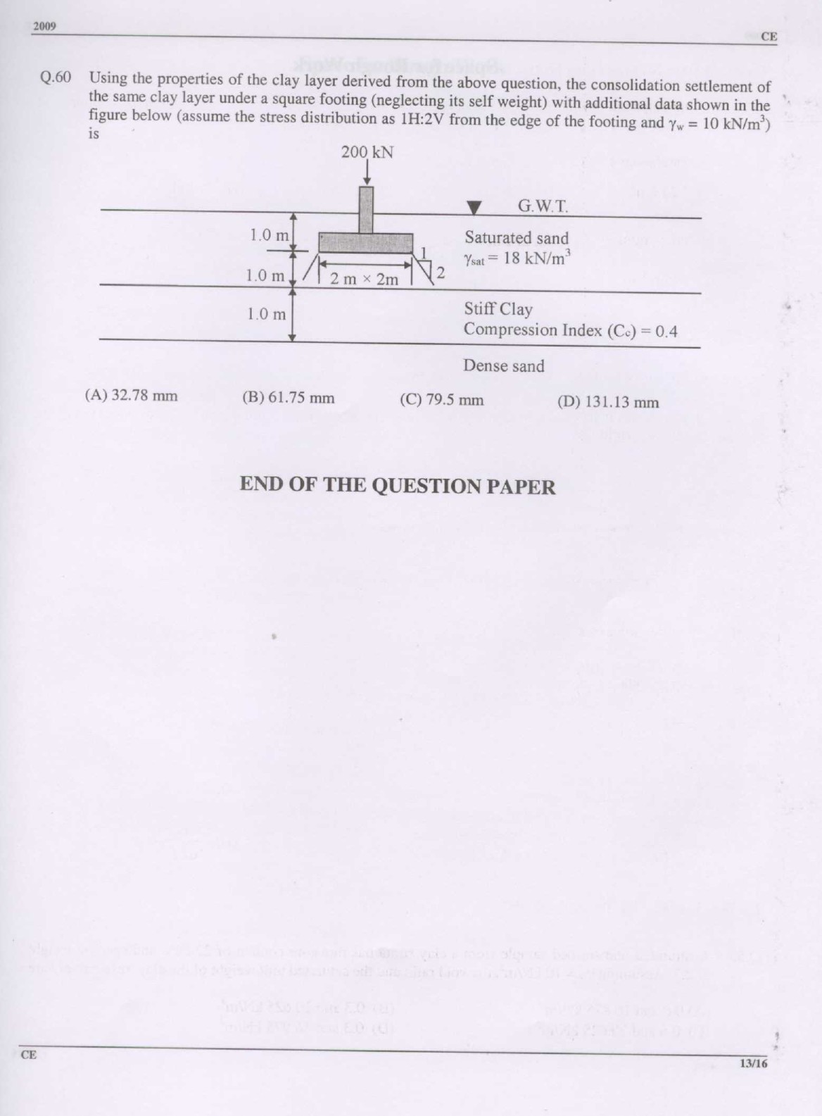 GATE Exam Question Paper 2009 Civil Engineering 13