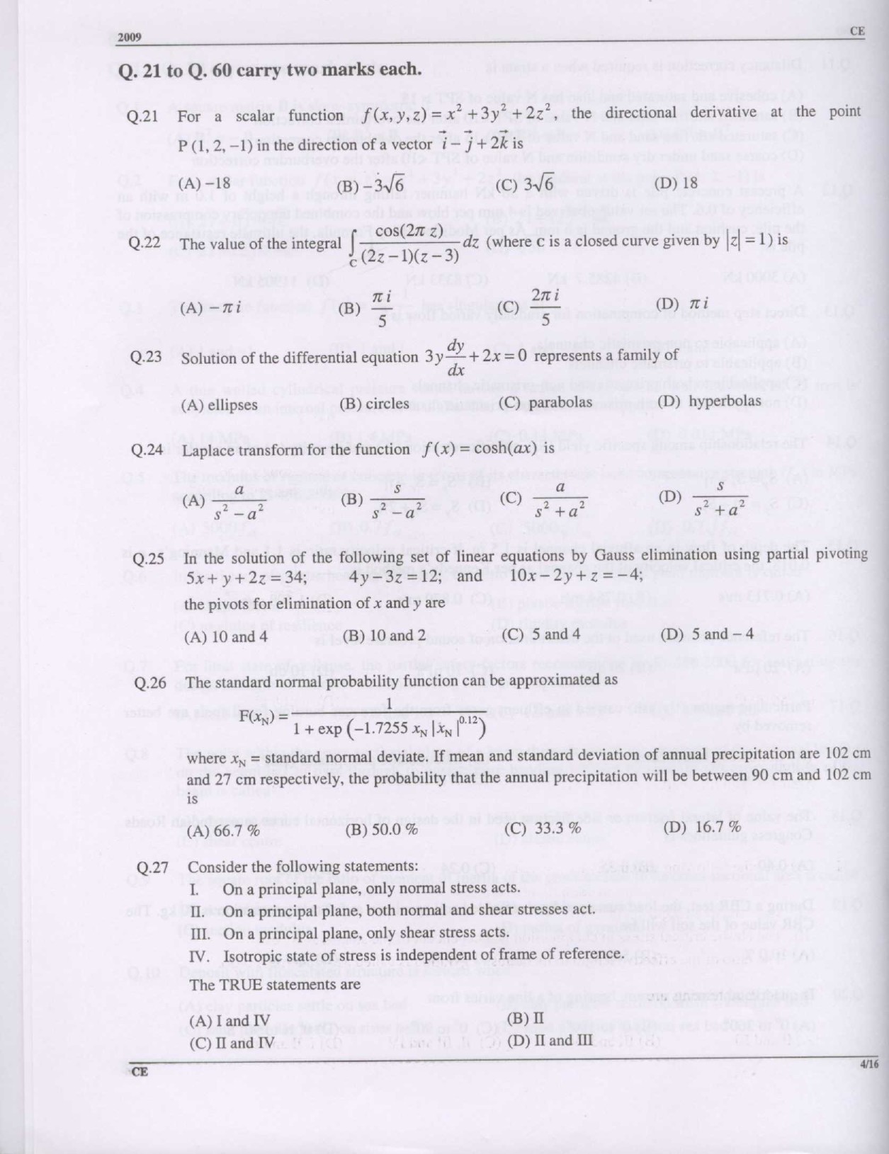 GATE Exam Question Paper 2009 Civil Engineering 4
