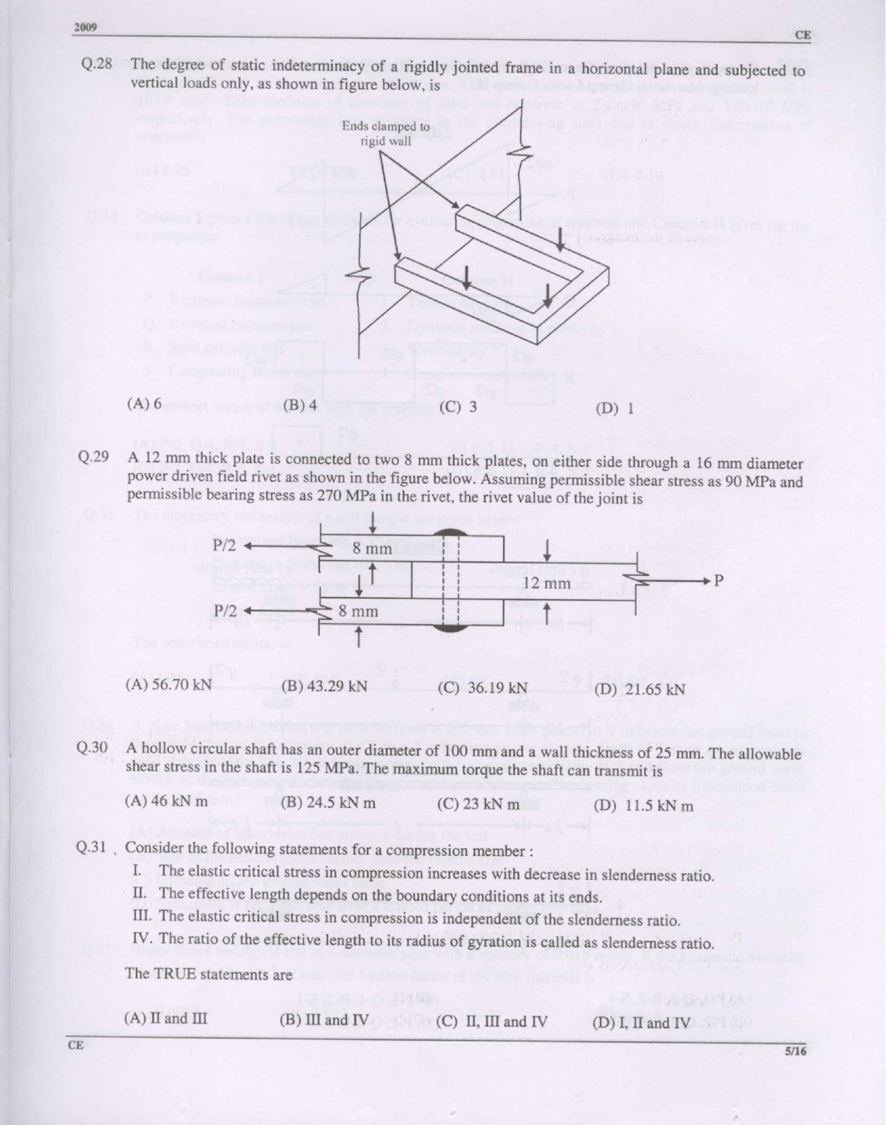 GATE Exam Question Paper 2009 Civil Engineering 5