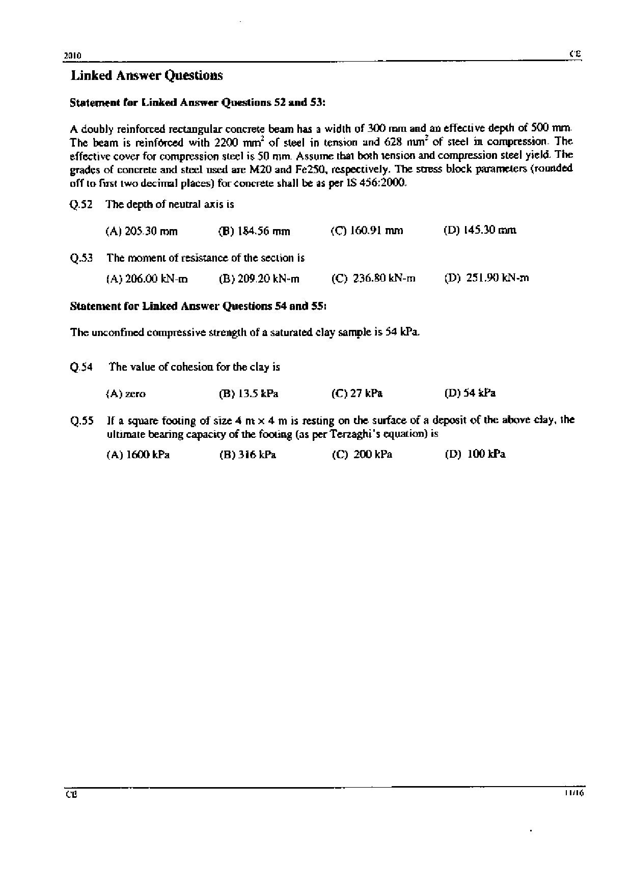 GATE Exam Question Paper 2010 Civil Engineering 11