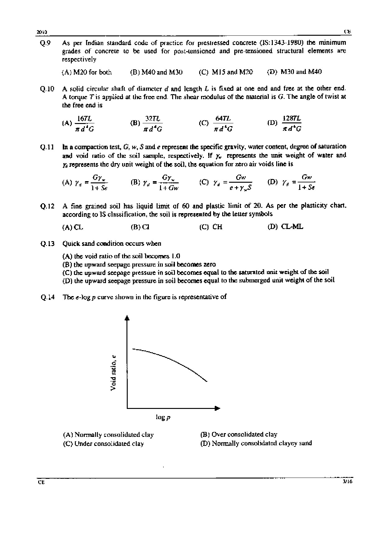 GATE Exam Question Paper 2010 Civil Engineering 3