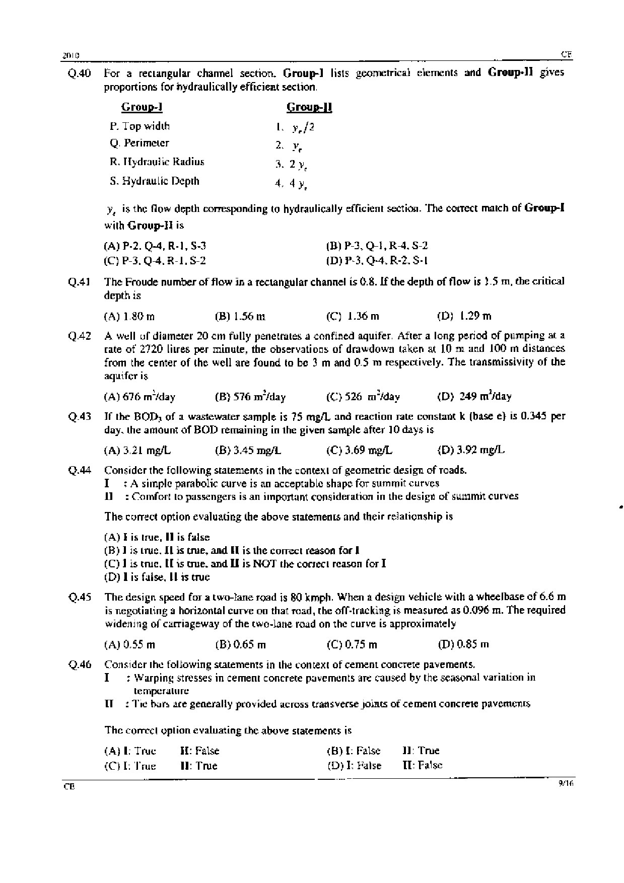 GATE Exam Question Paper 2010 Civil Engineering 9