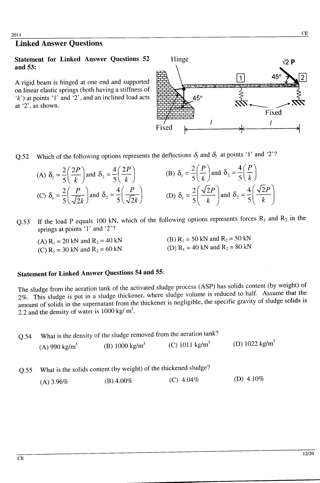 GATE Exam Question Paper 2011 Civil Engineering 12