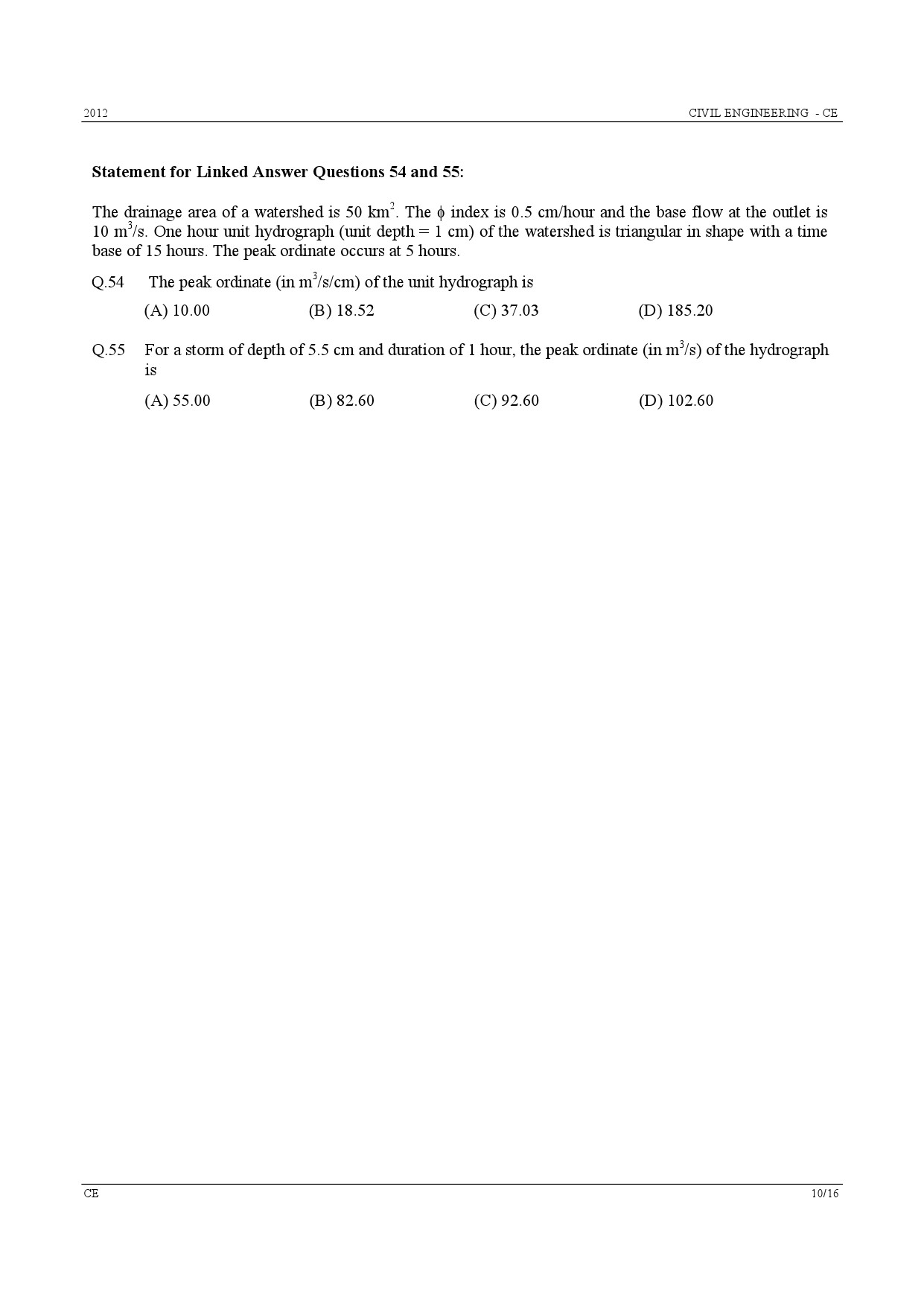GATE Exam Question Paper 2012 Civil Engineering 10