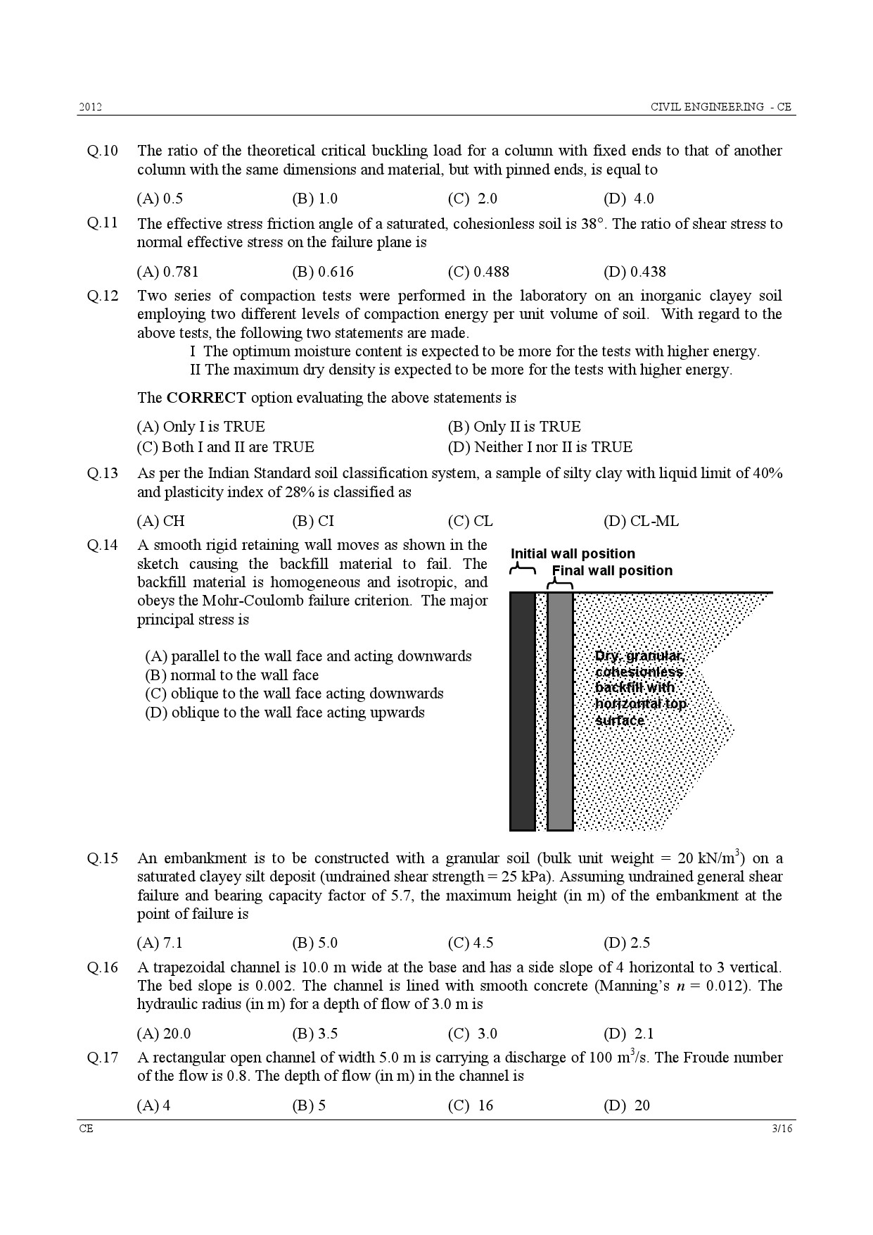 GATE Exam Question Paper 2012 Civil Engineering 3