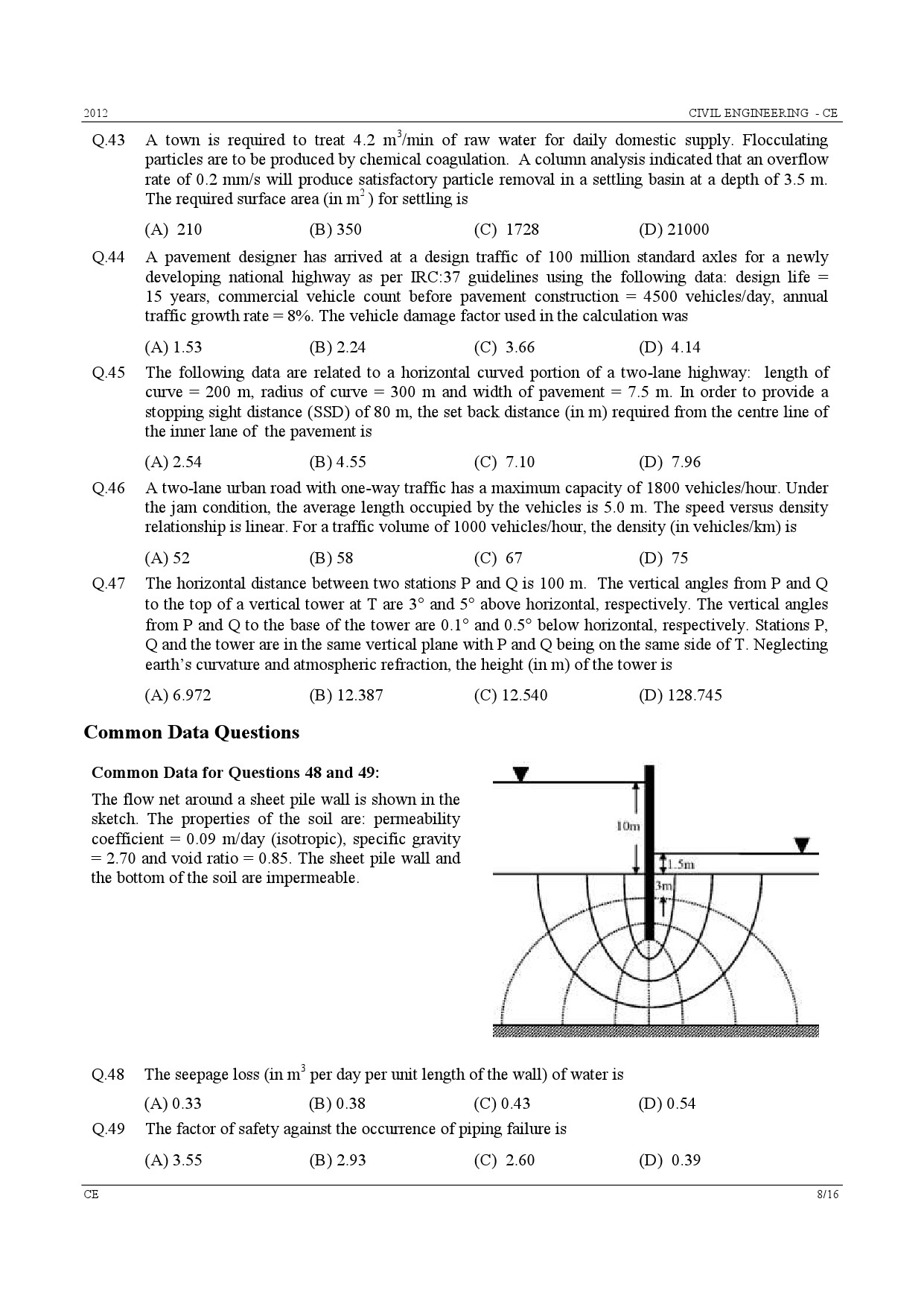 GATE Exam Question Paper 2012 Civil Engineering 8
