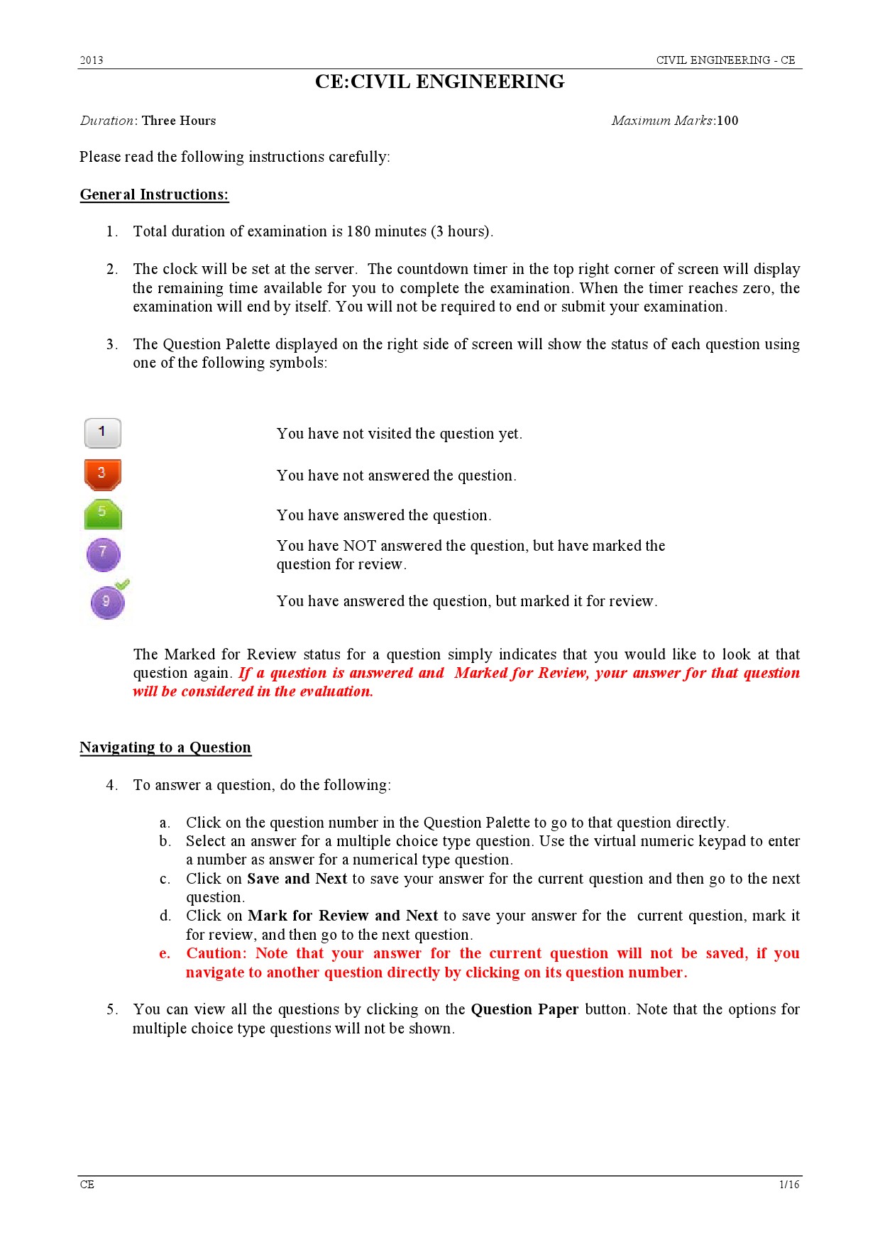 GATE Exam Question Paper 2013 Civil Engineering 1