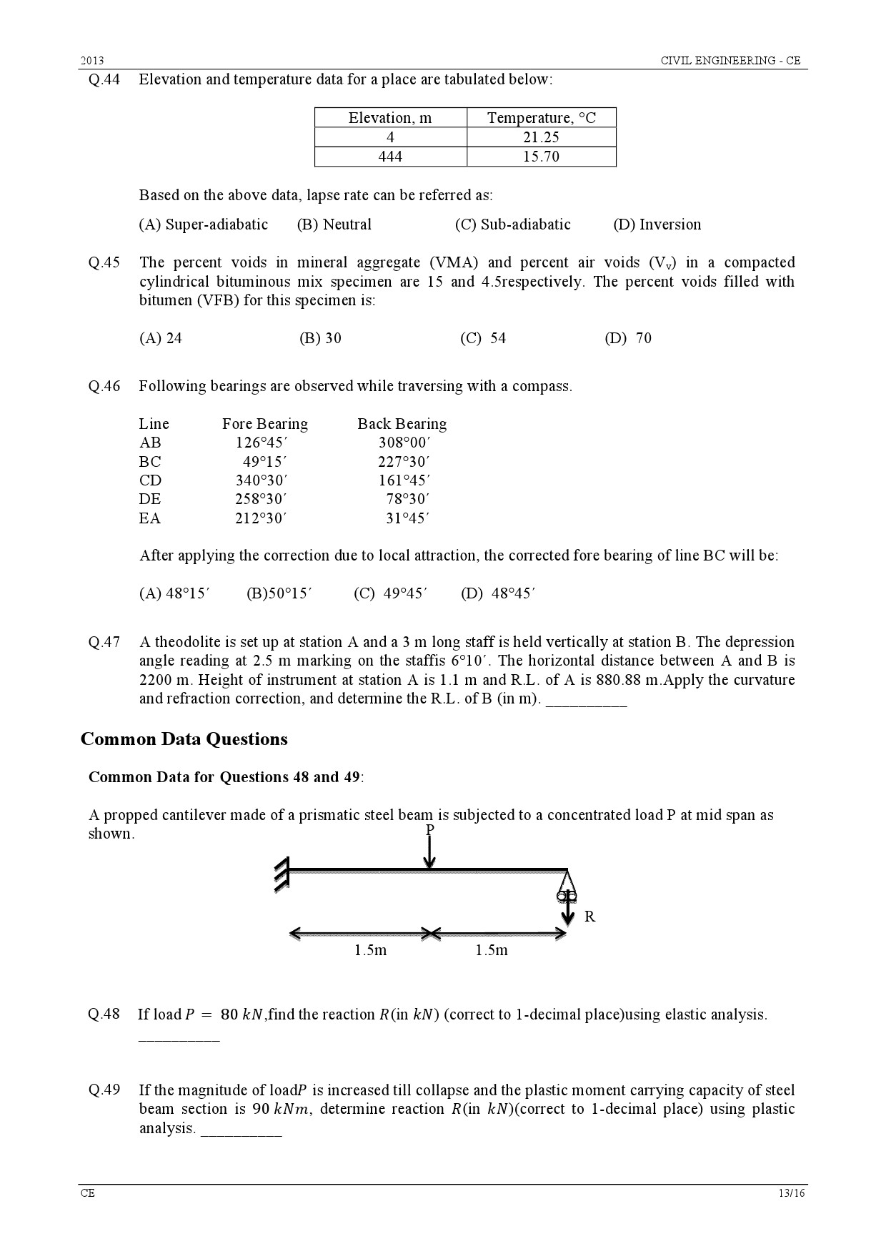 GATE Exam Question Paper 2013 Civil Engineering 13