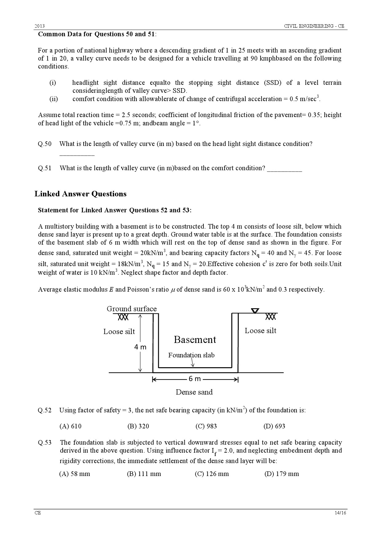 GATE Exam Question Paper 2013 Civil Engineering 14