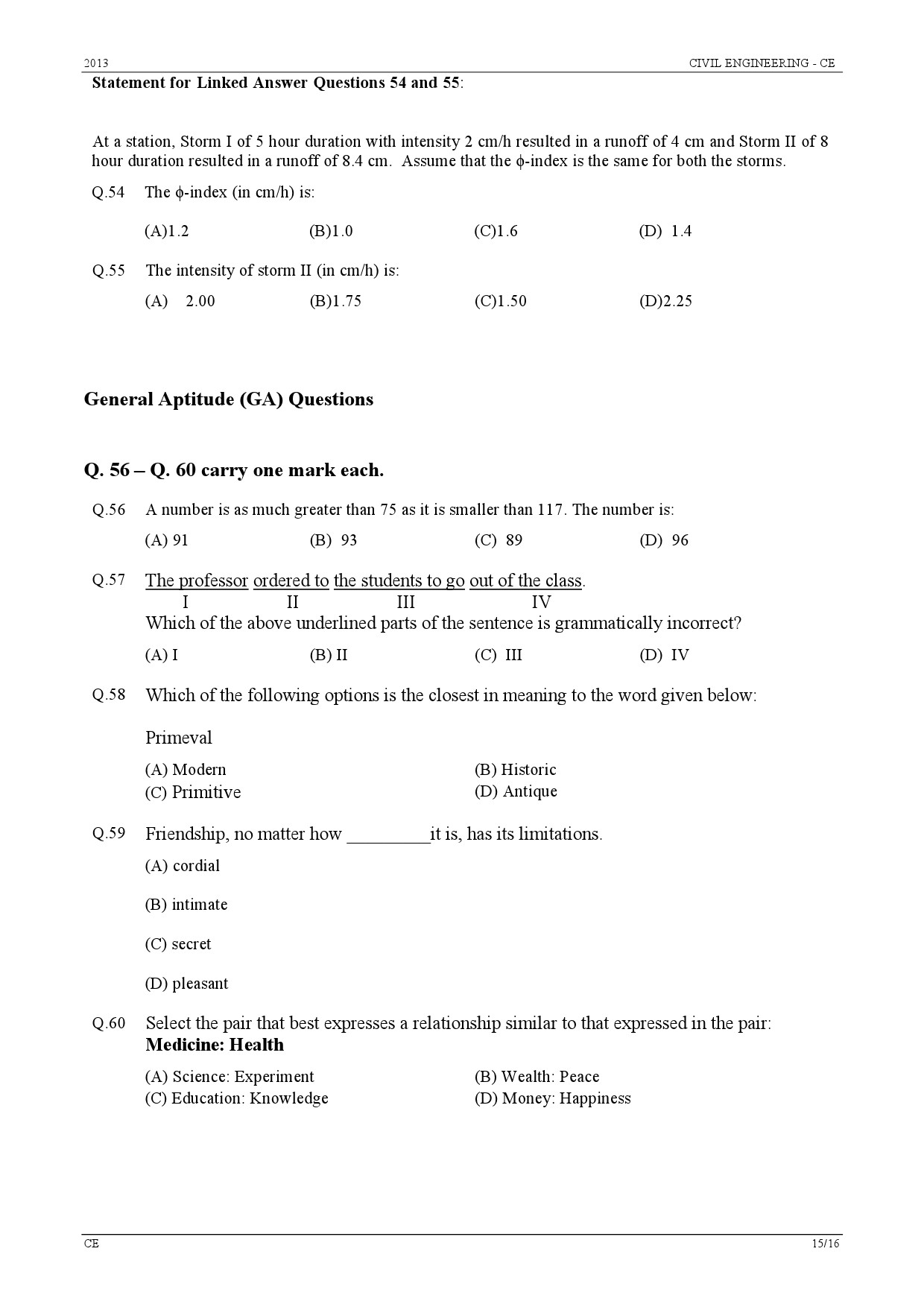 GATE Exam Question Paper 2013 Civil Engineering 15