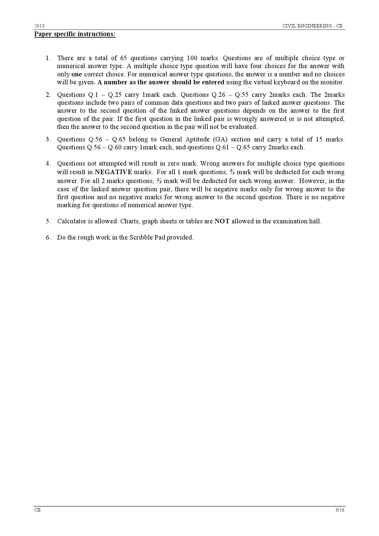 GATE Exam Question Paper 2013 Civil Engineering 3