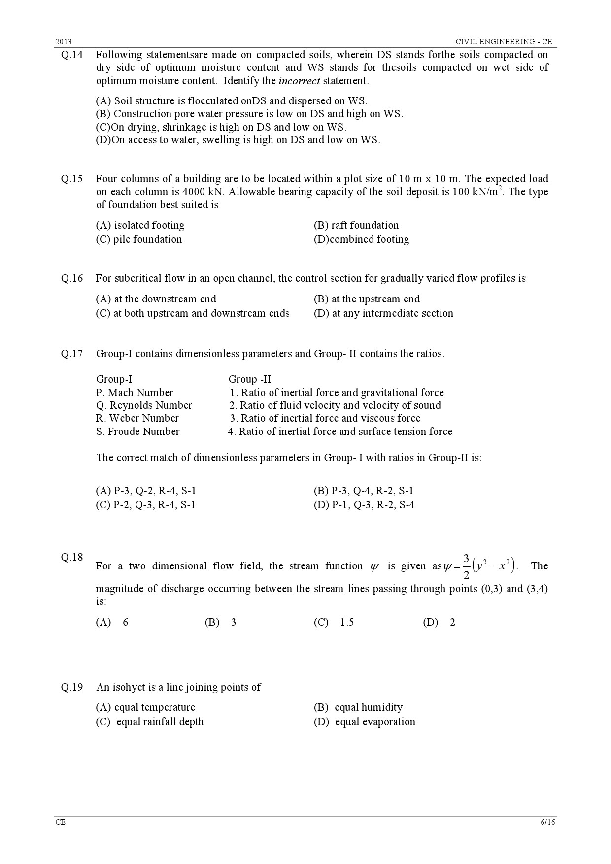 GATE Exam Question Paper 2013 Civil Engineering 6