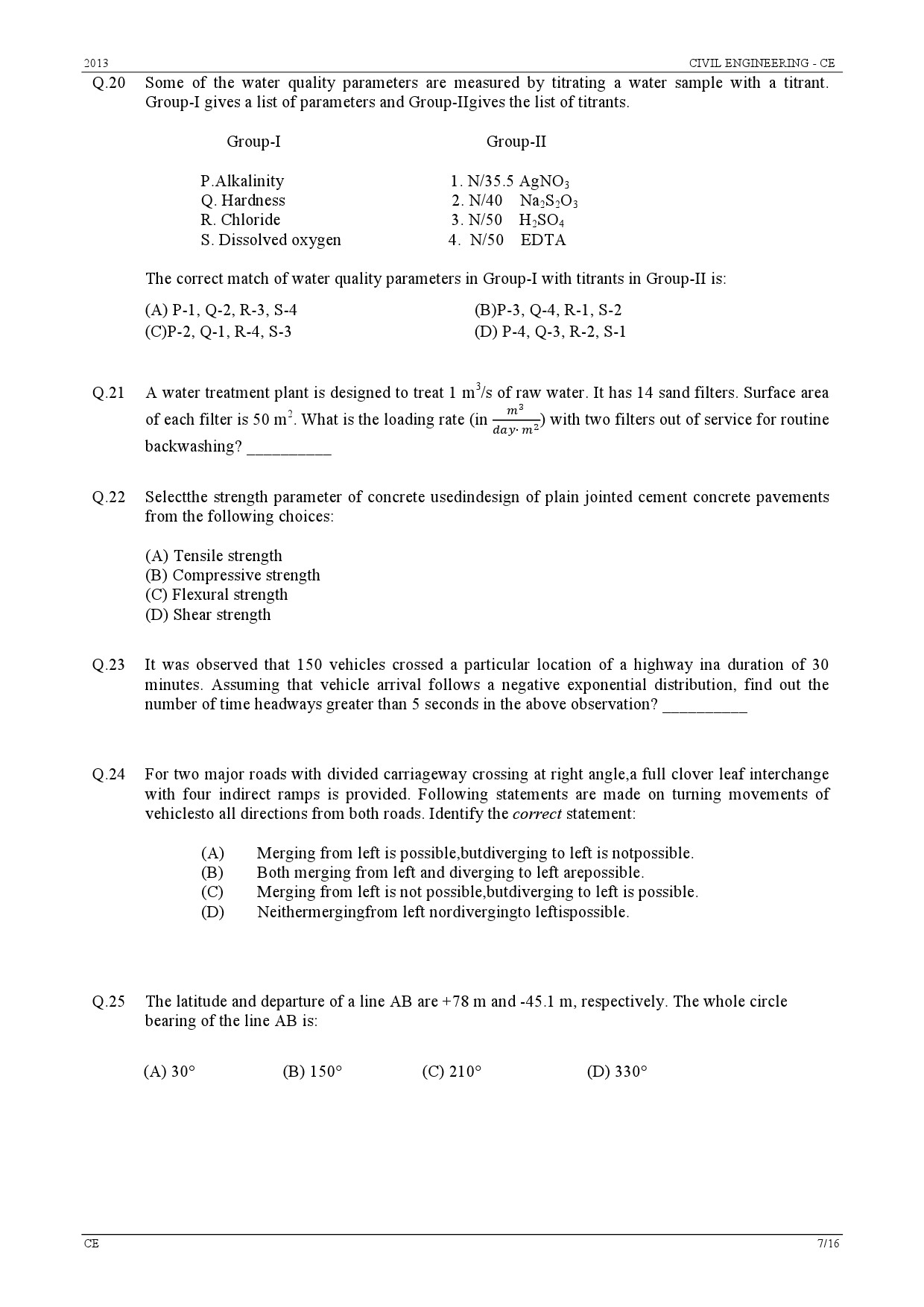 GATE Exam Question Paper 2013 Civil Engineering 7