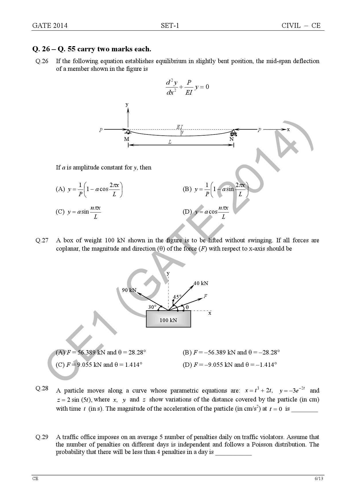 GATE Exam Question Paper 2014 Civil Engineering Set 1 12