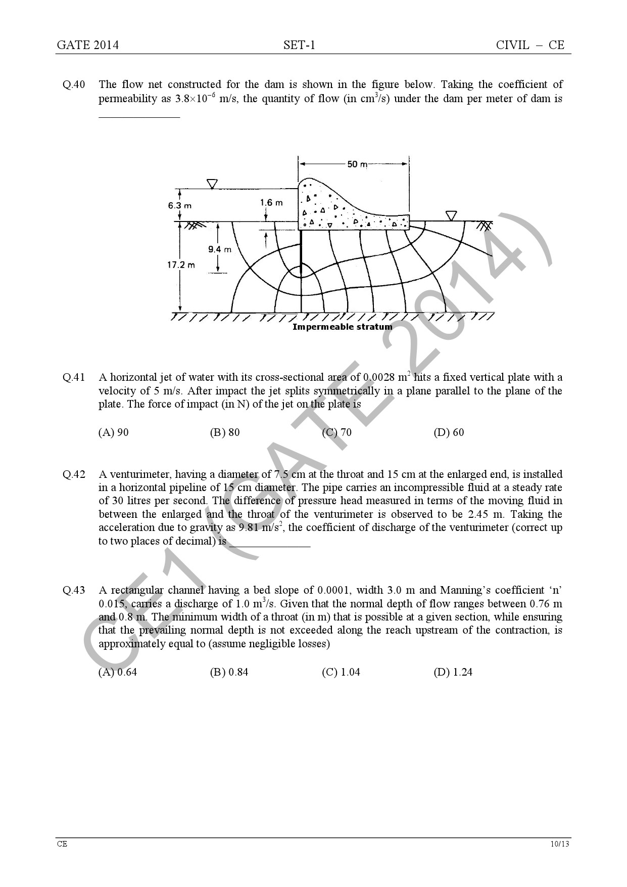 GATE Exam Question Paper 2014 Civil Engineering Set 1 16